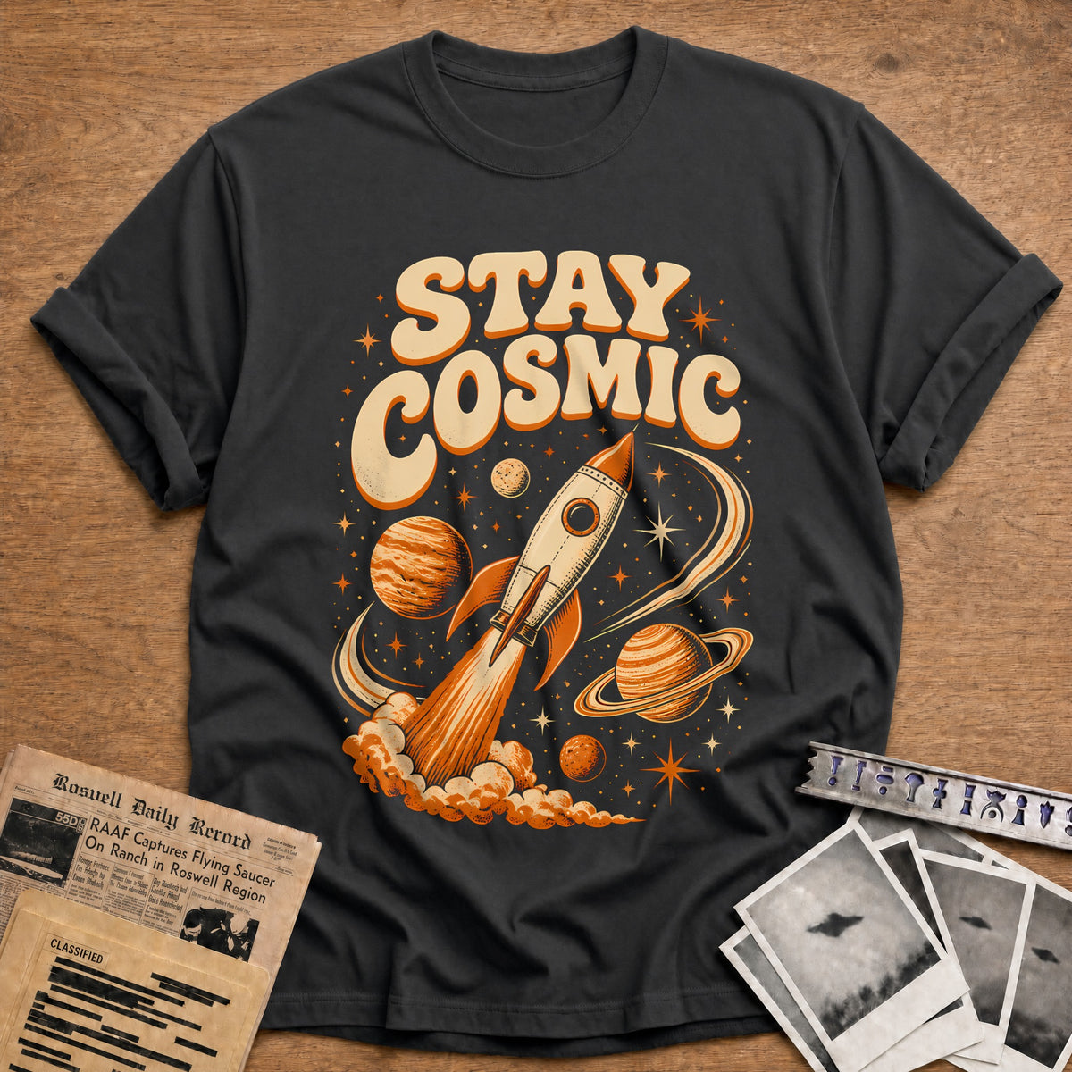 Stay Cosmic 78 T-Shirt - Charcoal