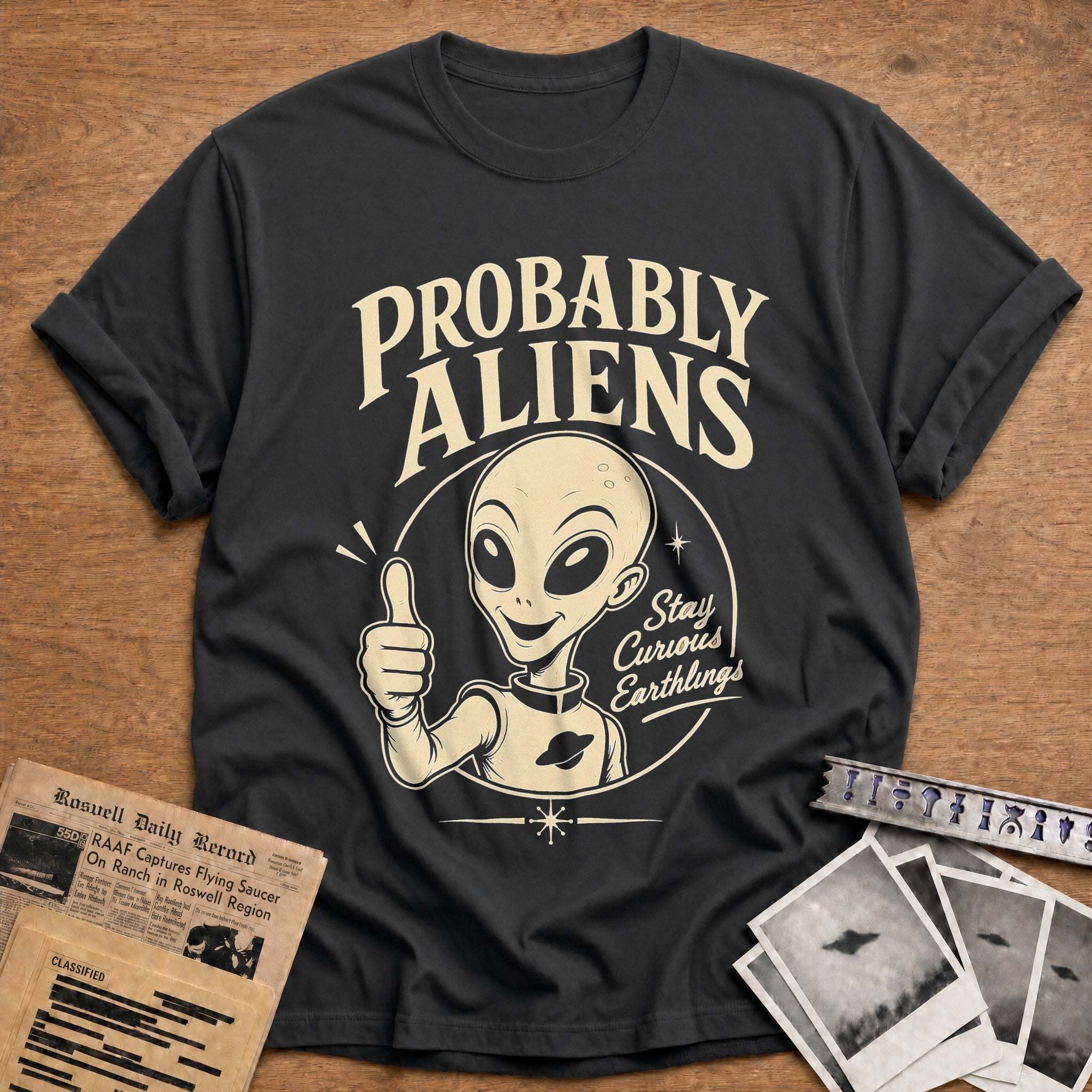 Stay Curious, Earthlings - Charcoal