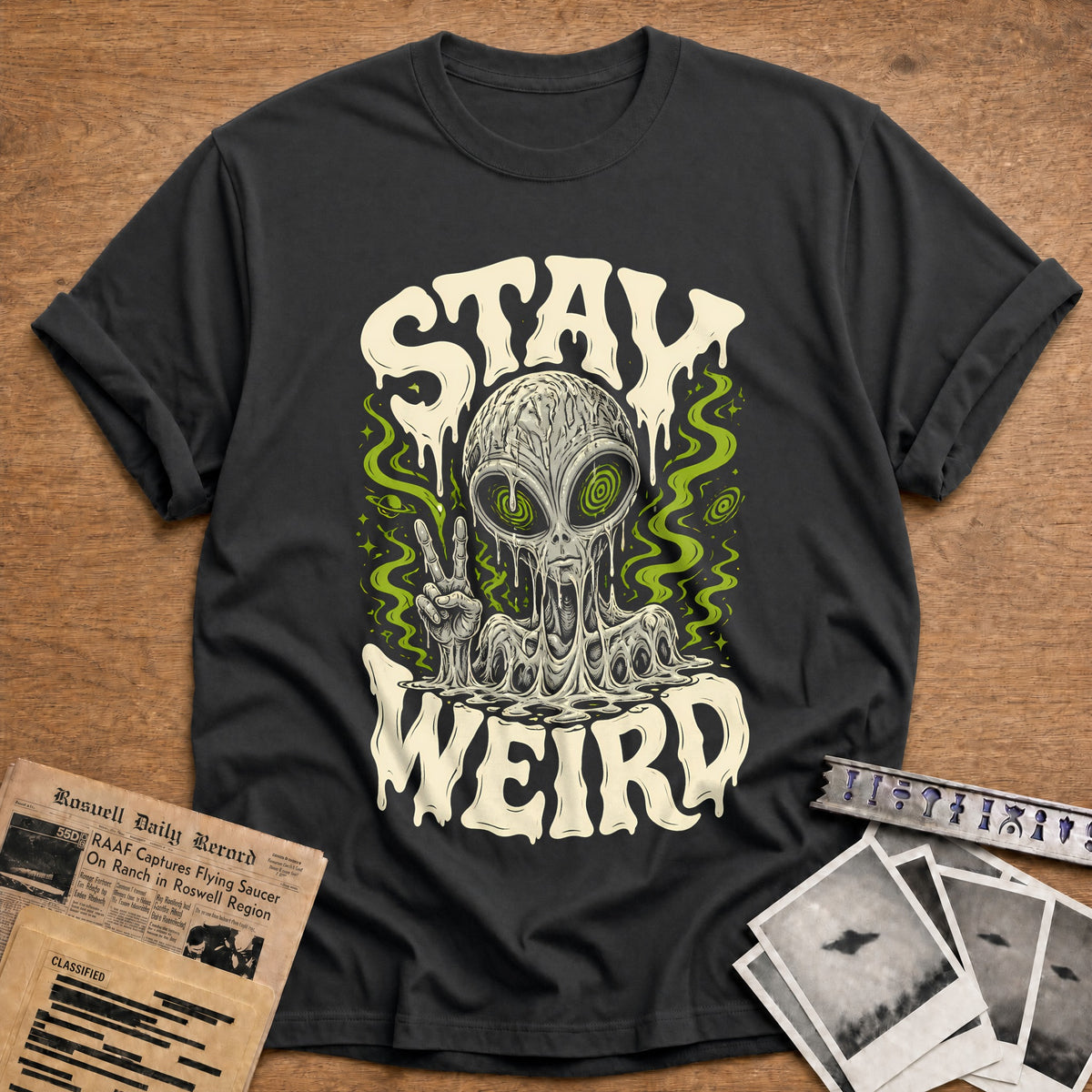 Stay Weird Acid 56 T-Shirt - Charcoal