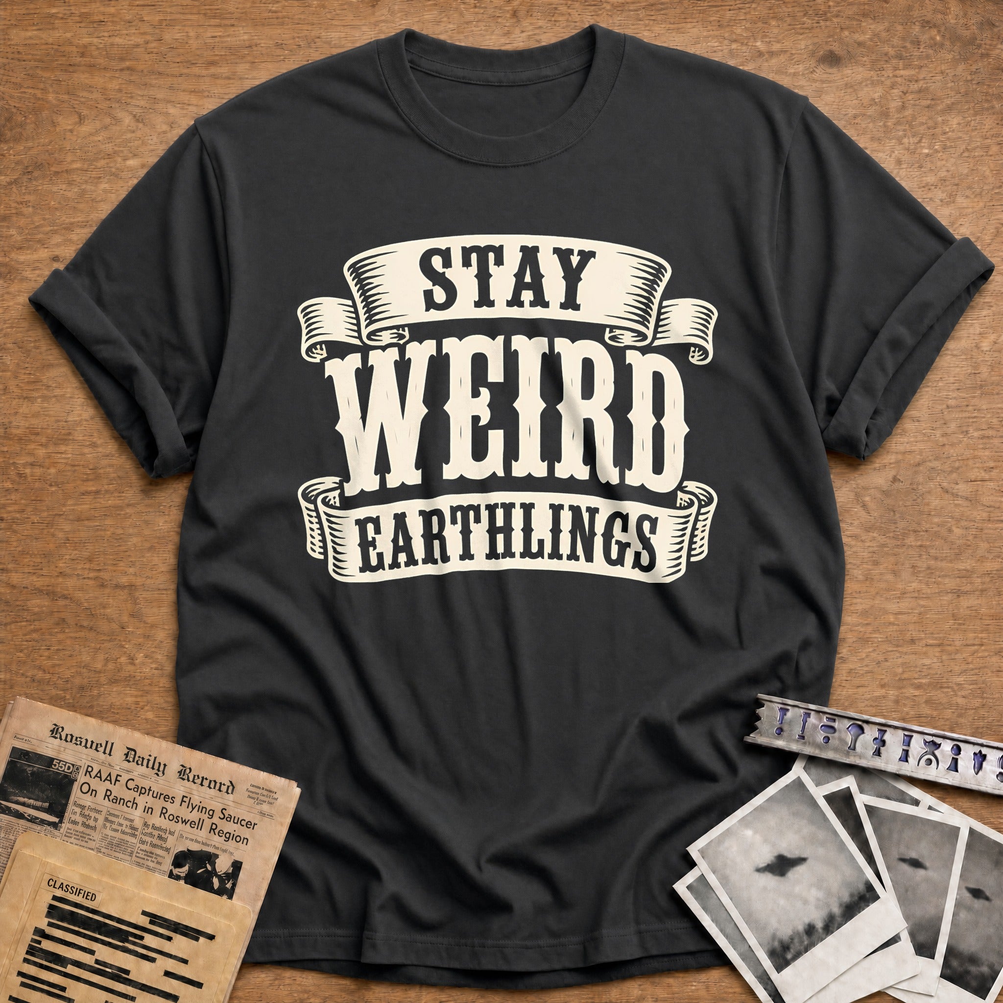 Stay Weird Earthlings 27 T-Shirt - Charcoal