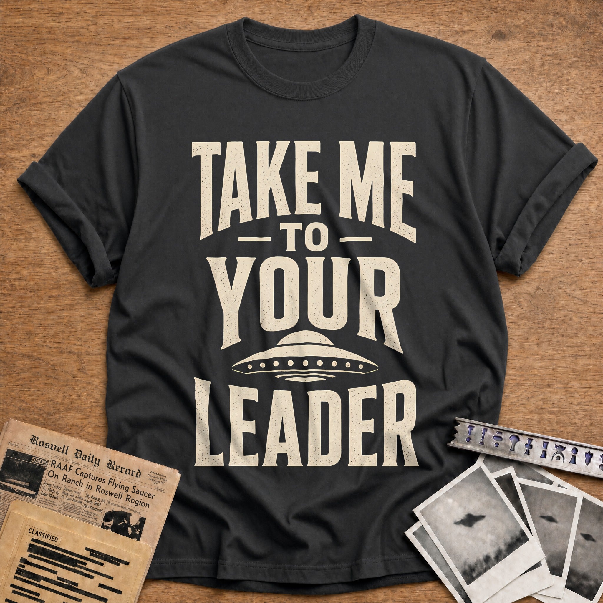 Take Me To Your Leader 53 T-Shirt - Charcoal