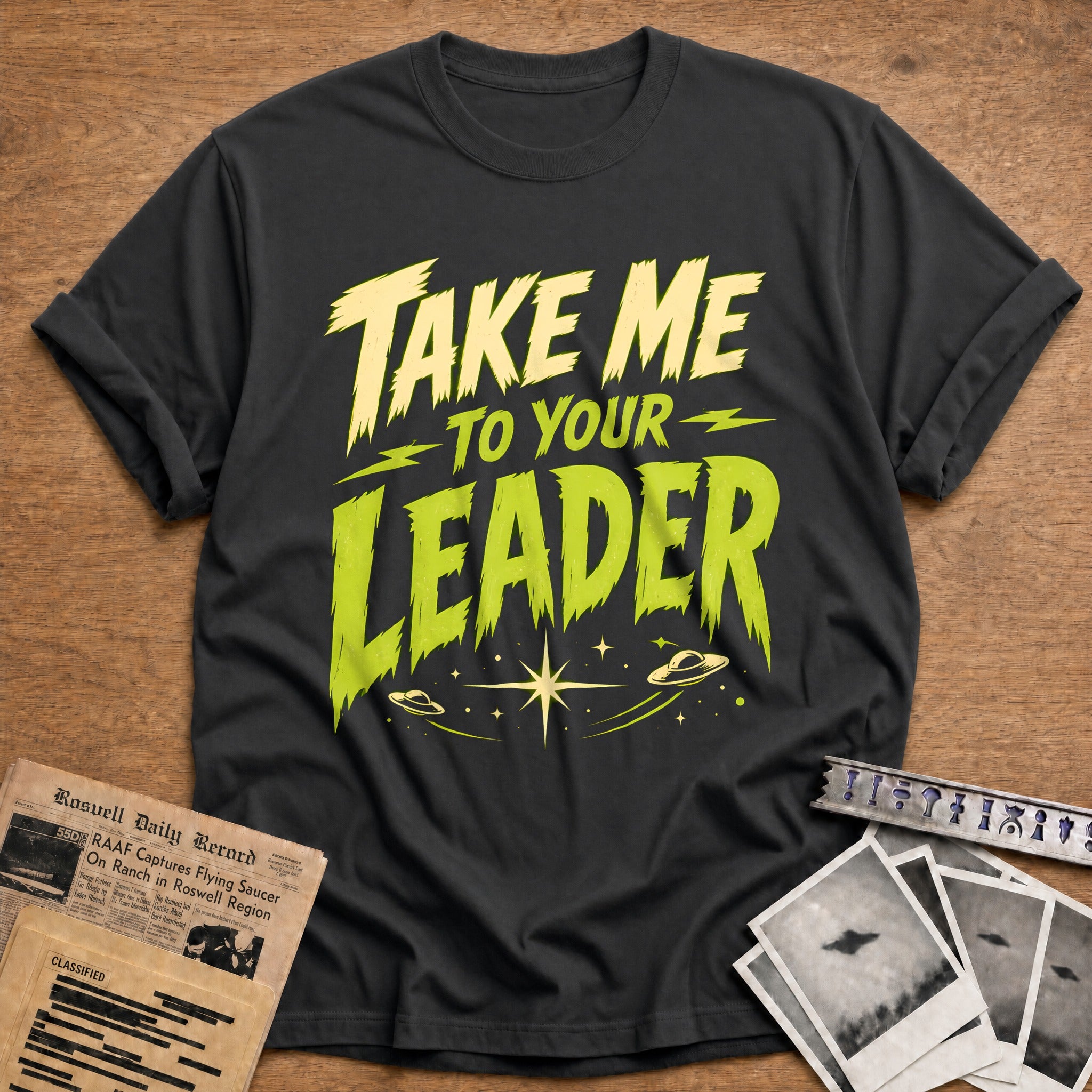 Take Me To Your Leader 67 T-Shirt - Charcoal