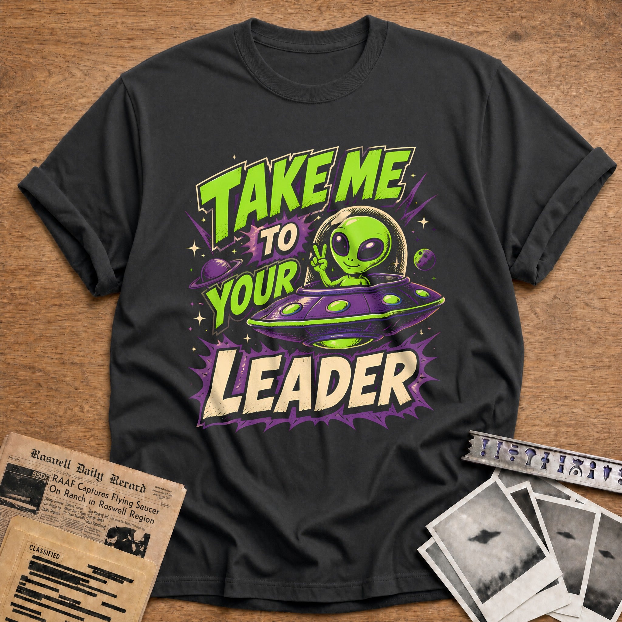 Take Me To Your Leader (2) 25 T-Shirt - Charcoal