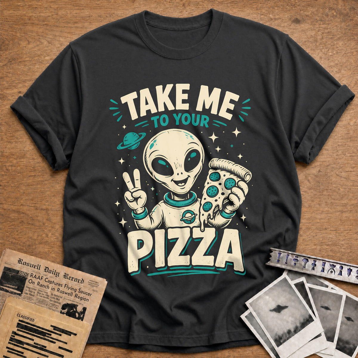 Take Me To Your Pizza 64 T-Shirt - Charcoal
