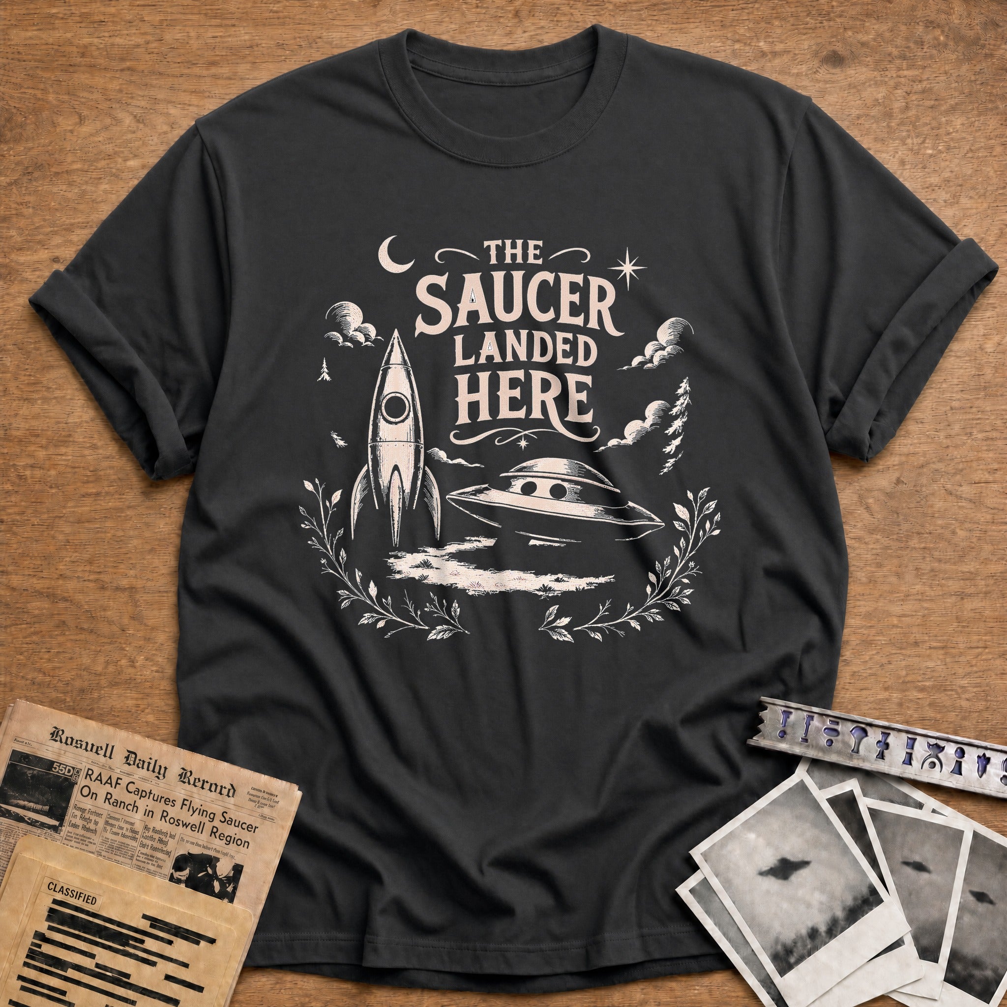The Saucer Landed Here - Charcoal