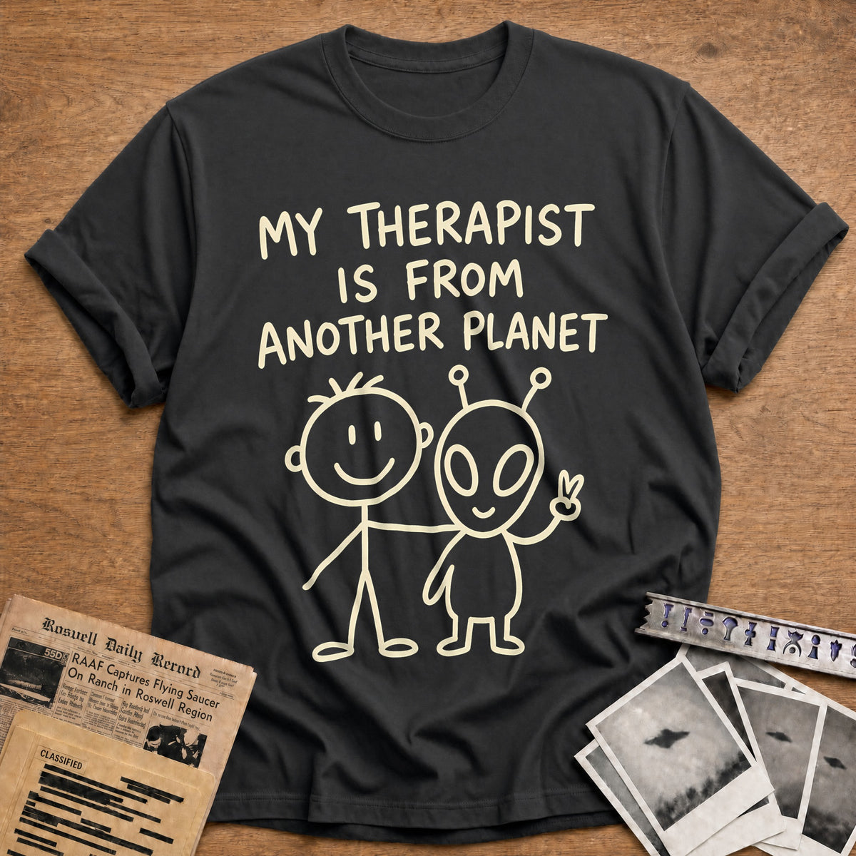 Therapist Another Planet 23 T-Shirt - Charcoal