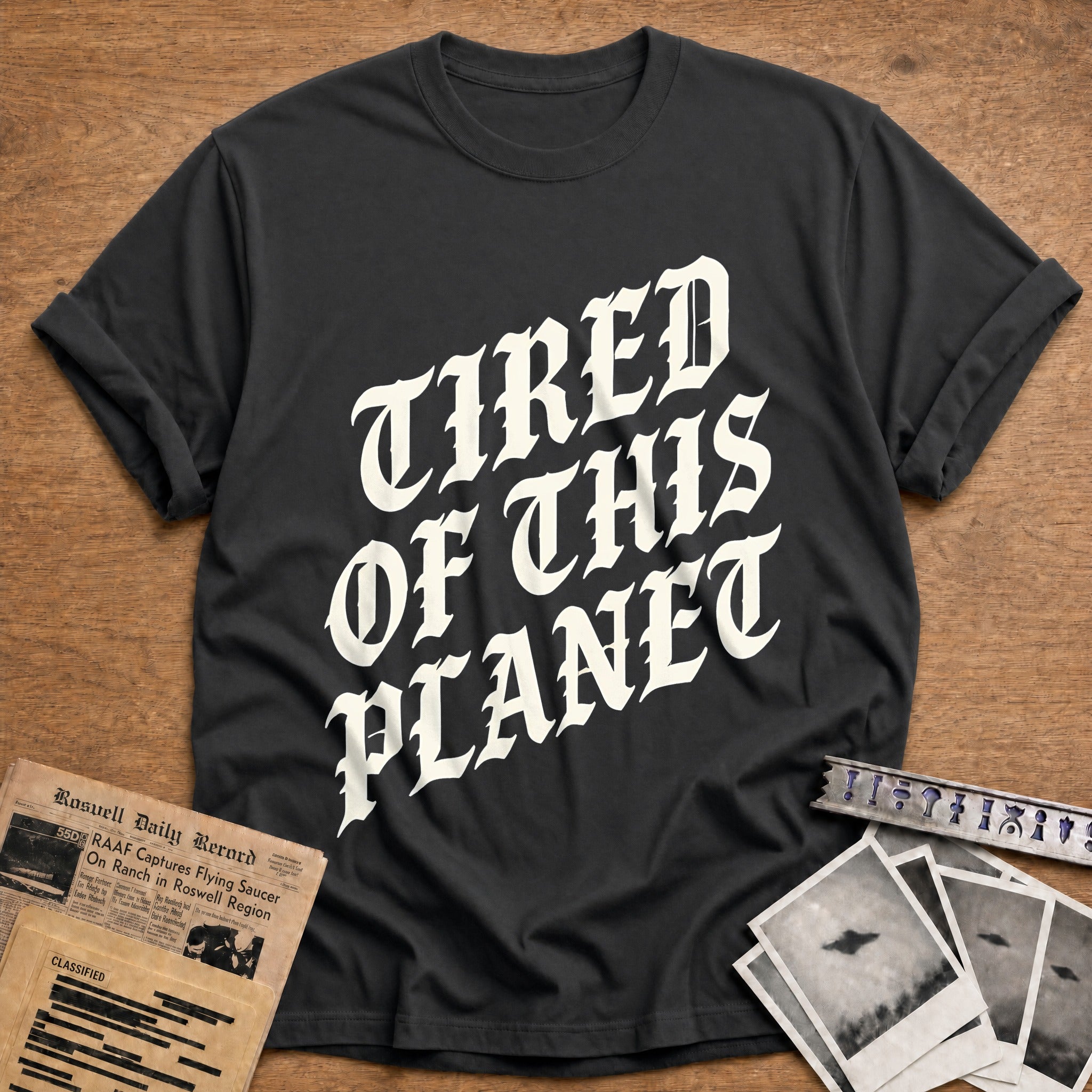 Tired Of This Planet 68 T-Shirt - Charcoal