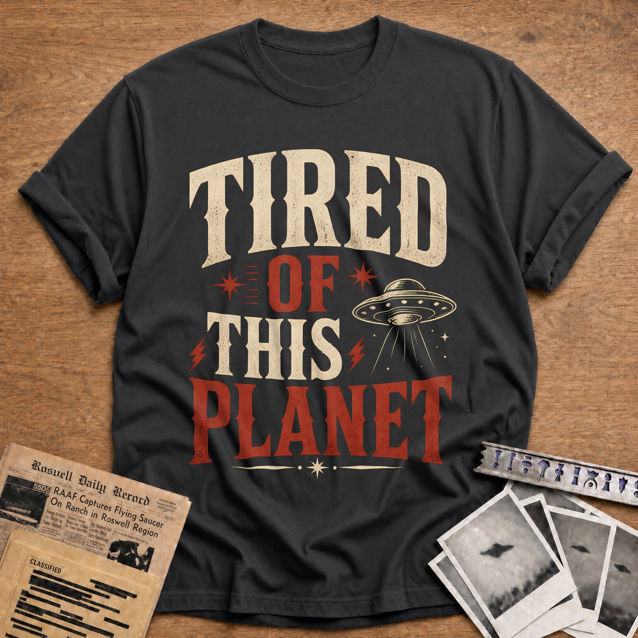 Tired Of This Planet 84 T-Shirt - Charcoal