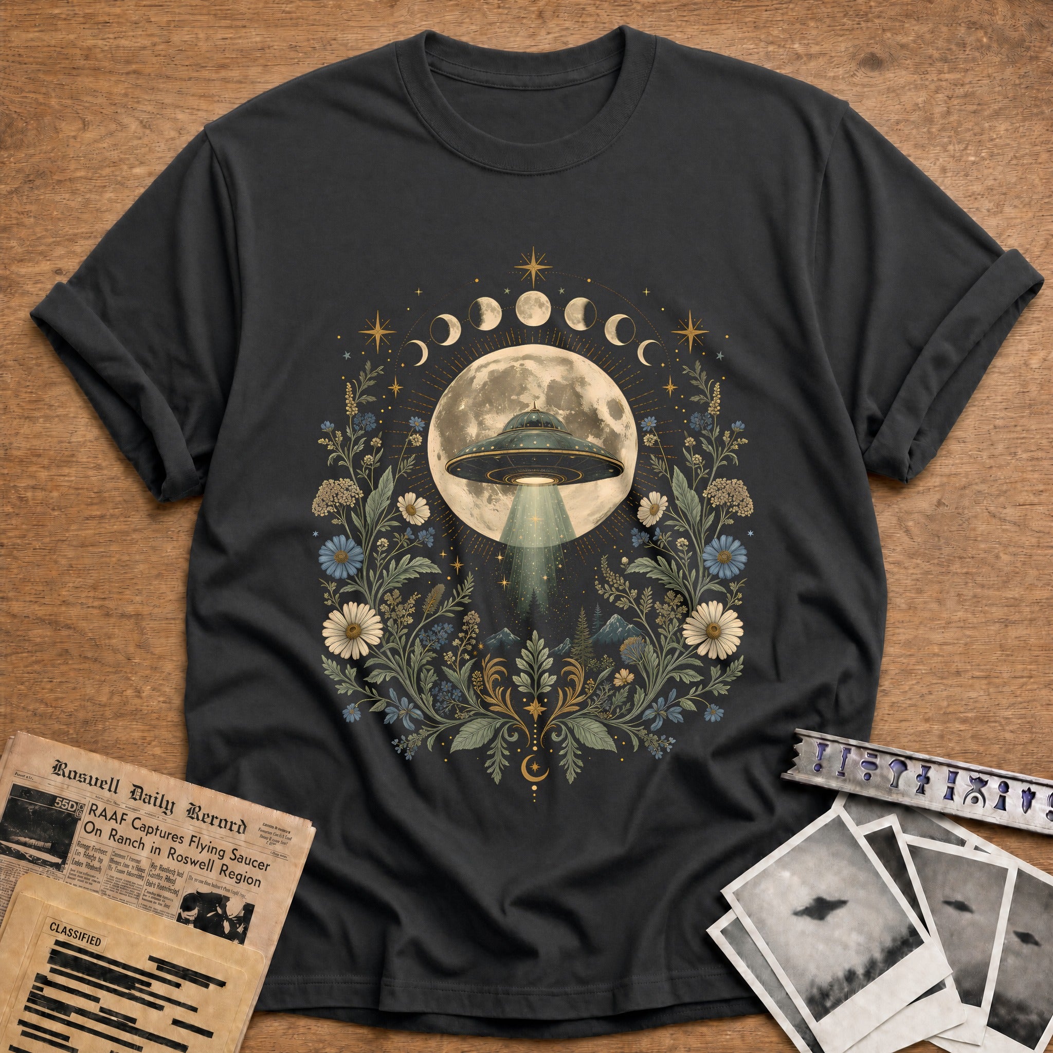Ufo Full Moon 13 T-Shirt - Charcoal