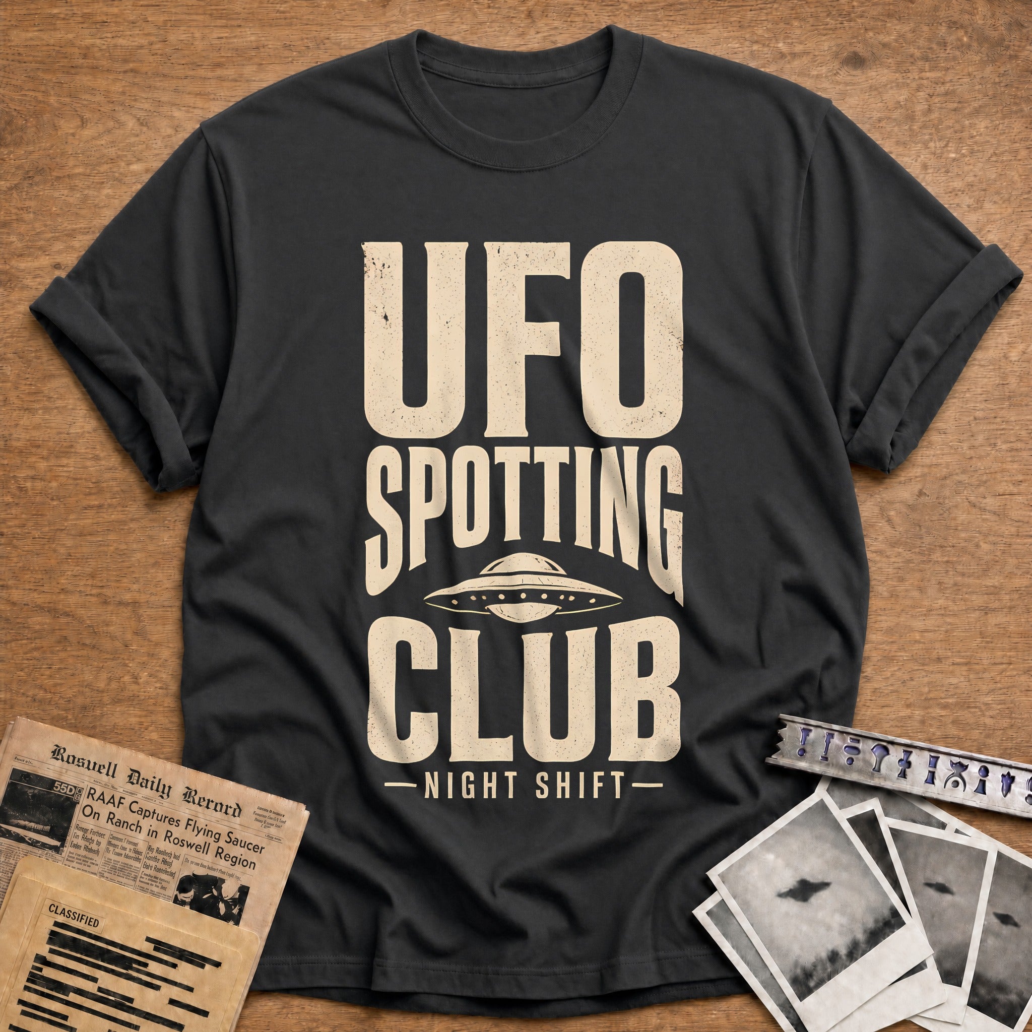 Ufo Spotting Club Night Shift 20 T-Shirt - Charcoal