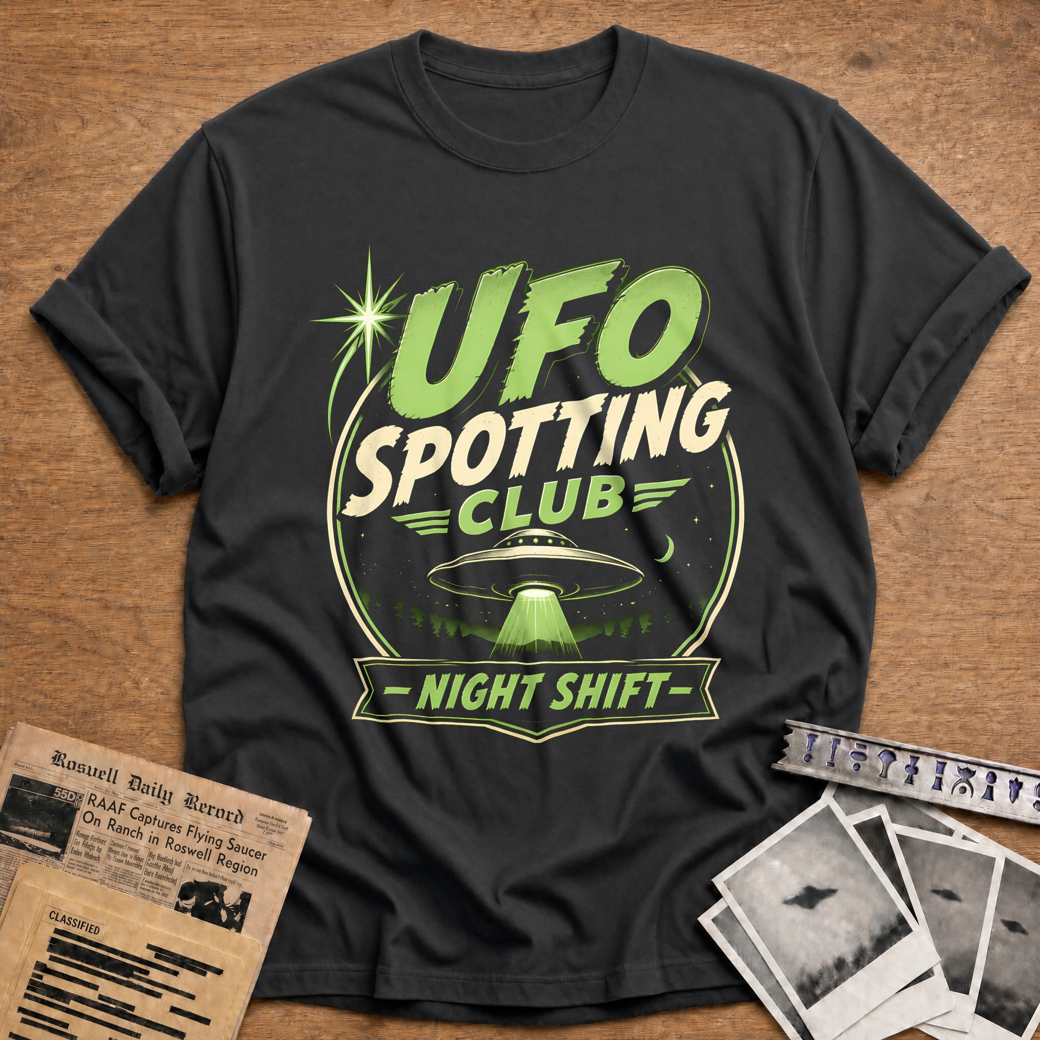 Ufo Spotting Club Night Shift 53 T-Shirt - Charcoal