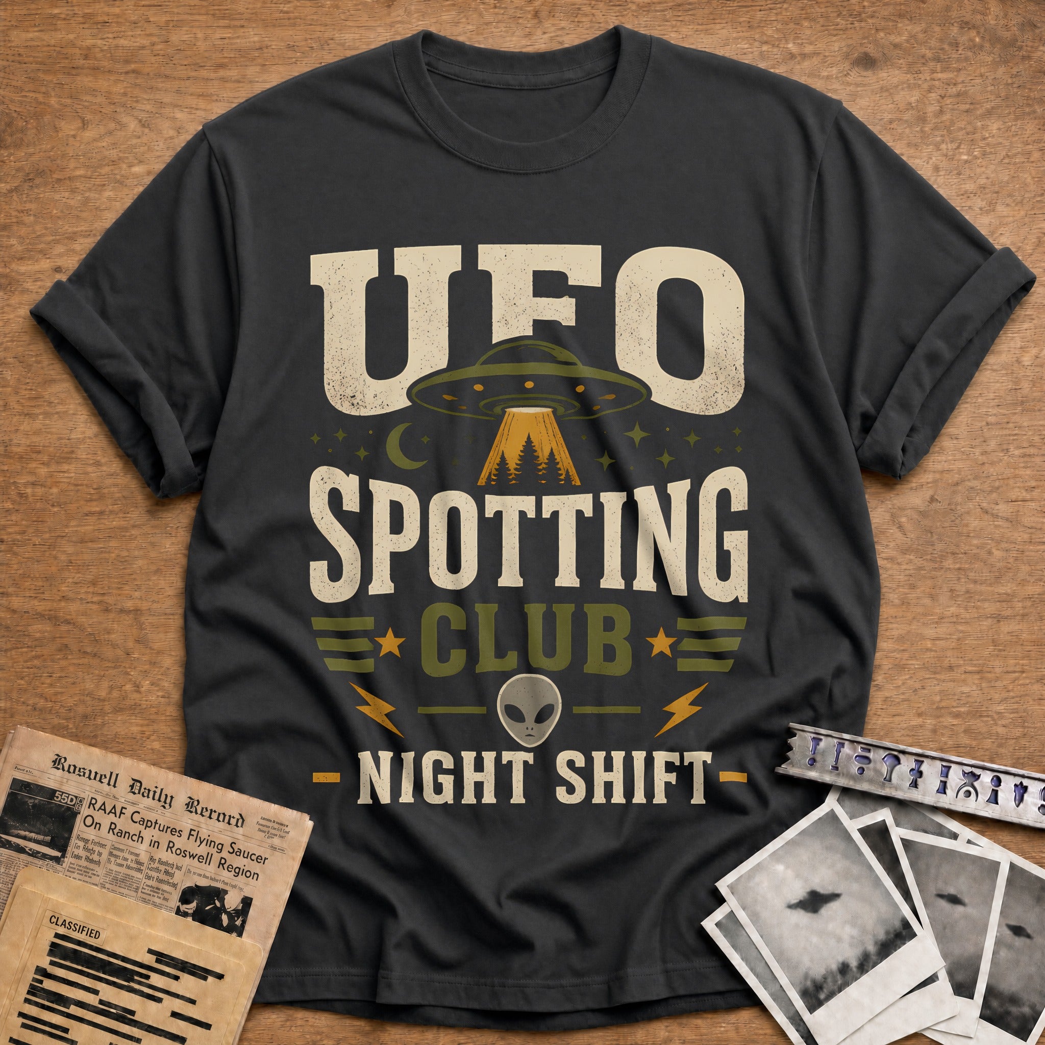 Ufo Spotting Club Night Shift 67 T-Shirt - Charcoal
