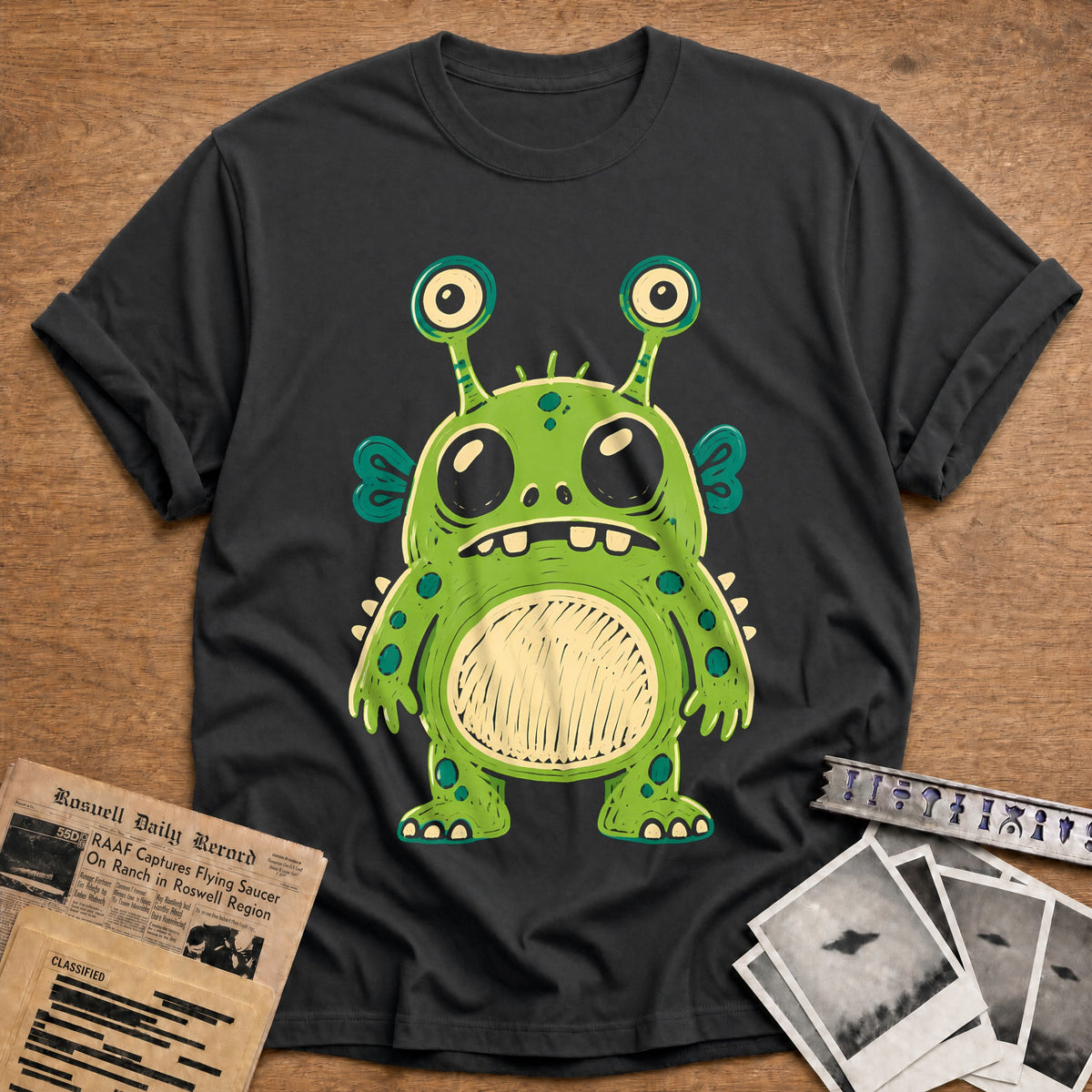 Ugly Doodle Alien 38 T-Shirt - Charcoal