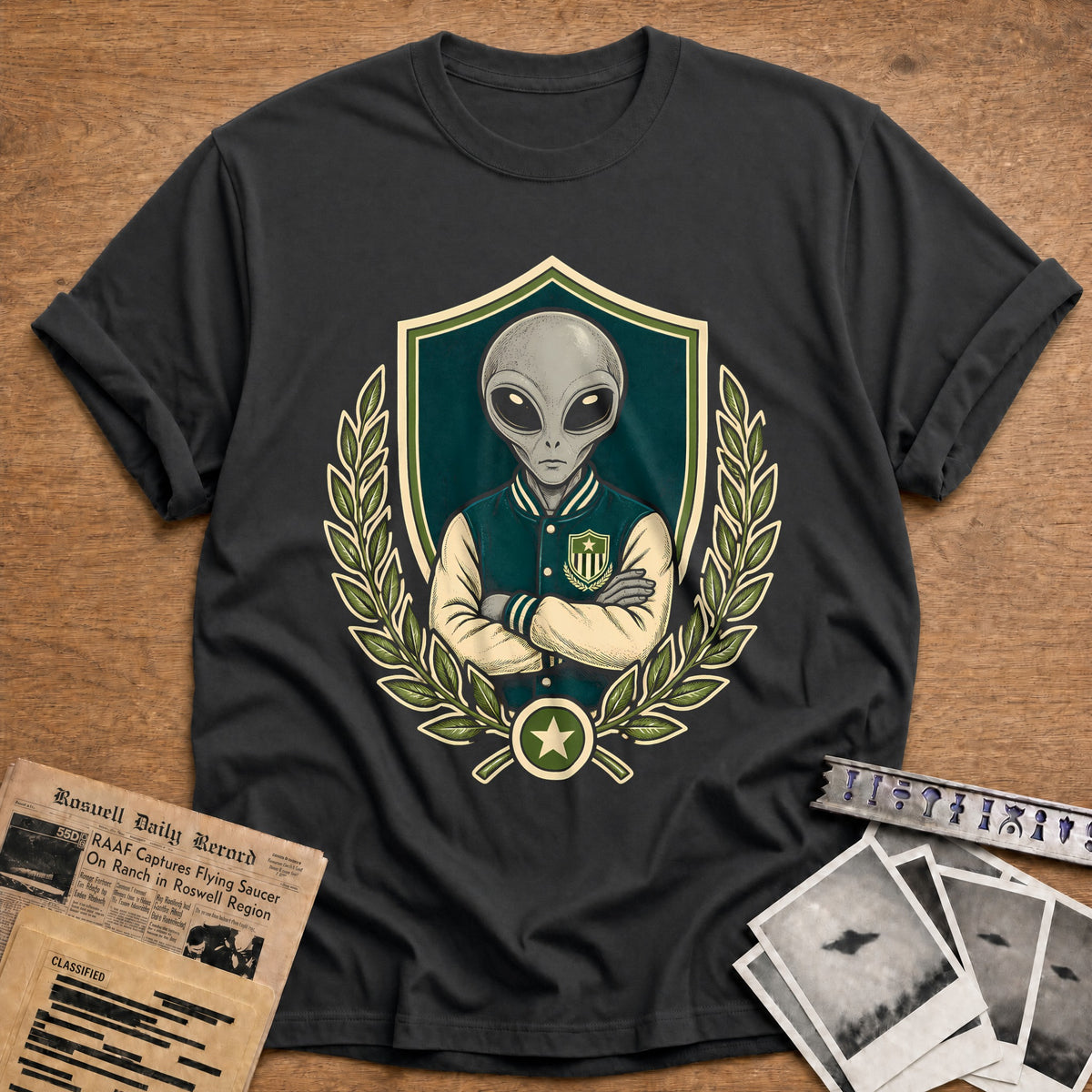 Varsity Alien 53 T-Shirt - Charcoal