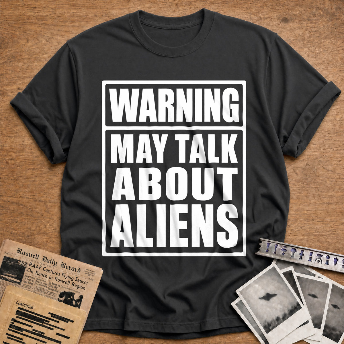 Warning May Talk About Aliens 85 T-Shirt - Charcoal