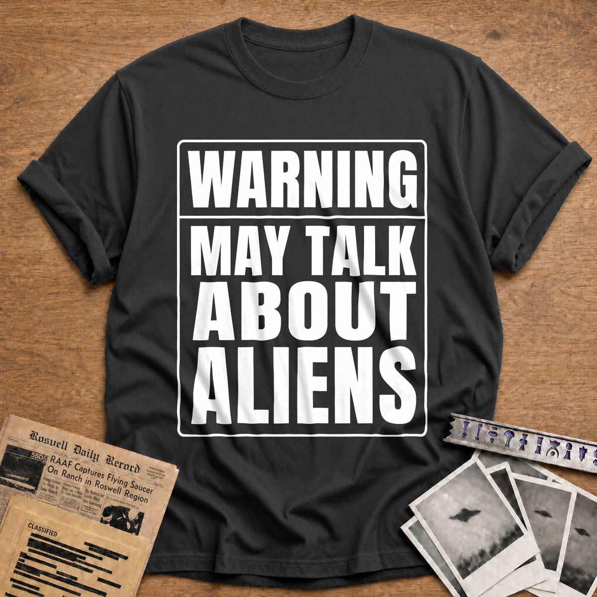 Warning May Talk About Aliens 89 T-Shirt - Charcoal
