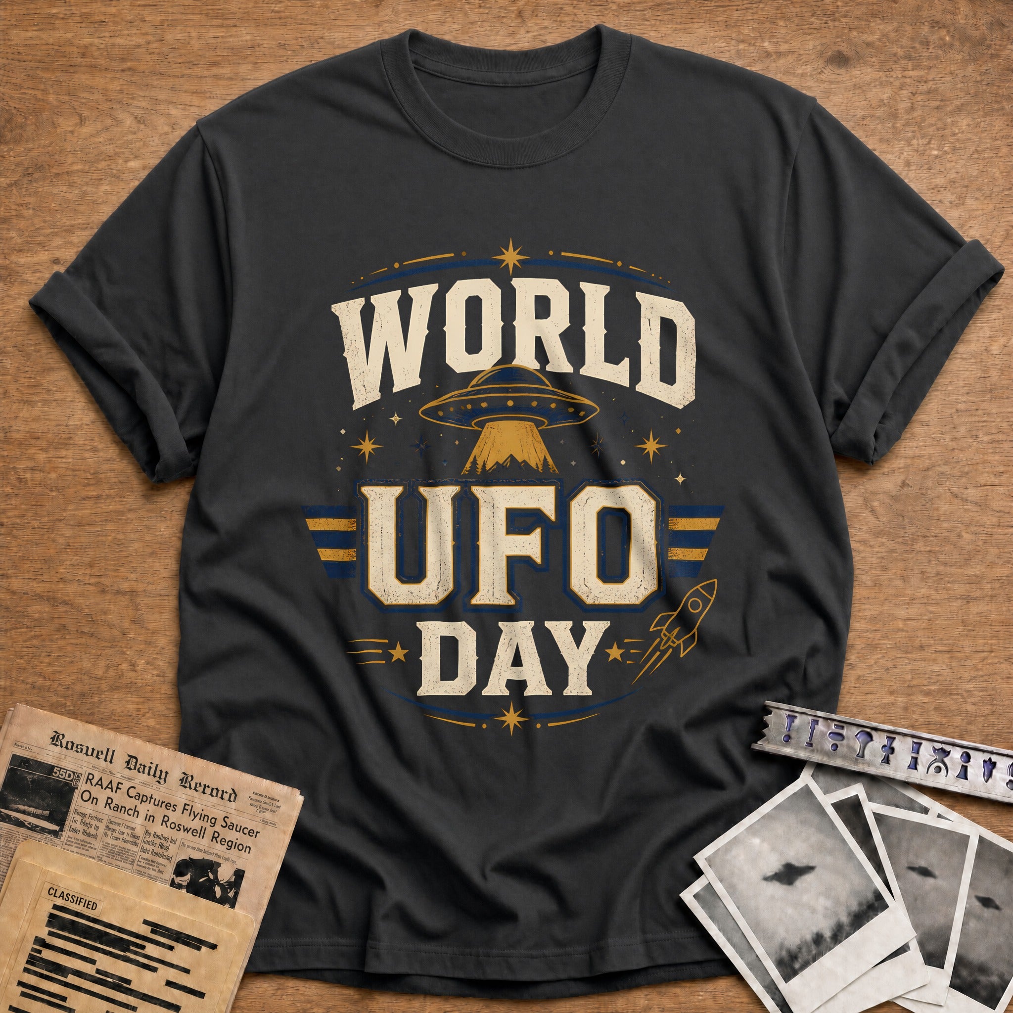 World Ufo Day 45 T-Shirt - Charcoal