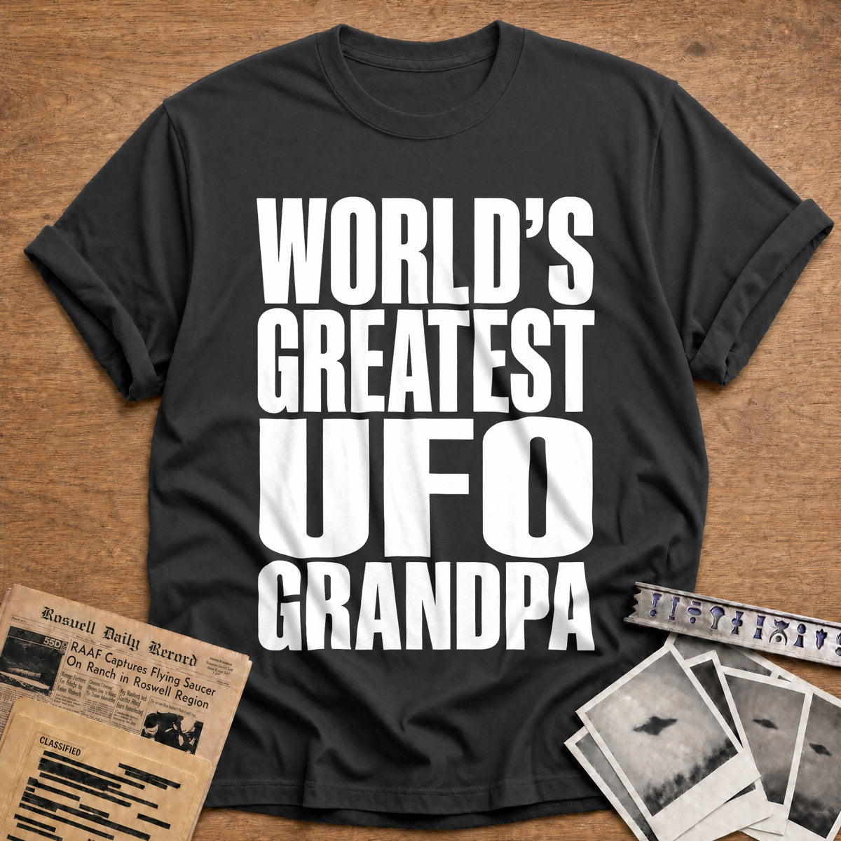World's Greatest UFO Grandpa 52 T-Shirt - Charcoal