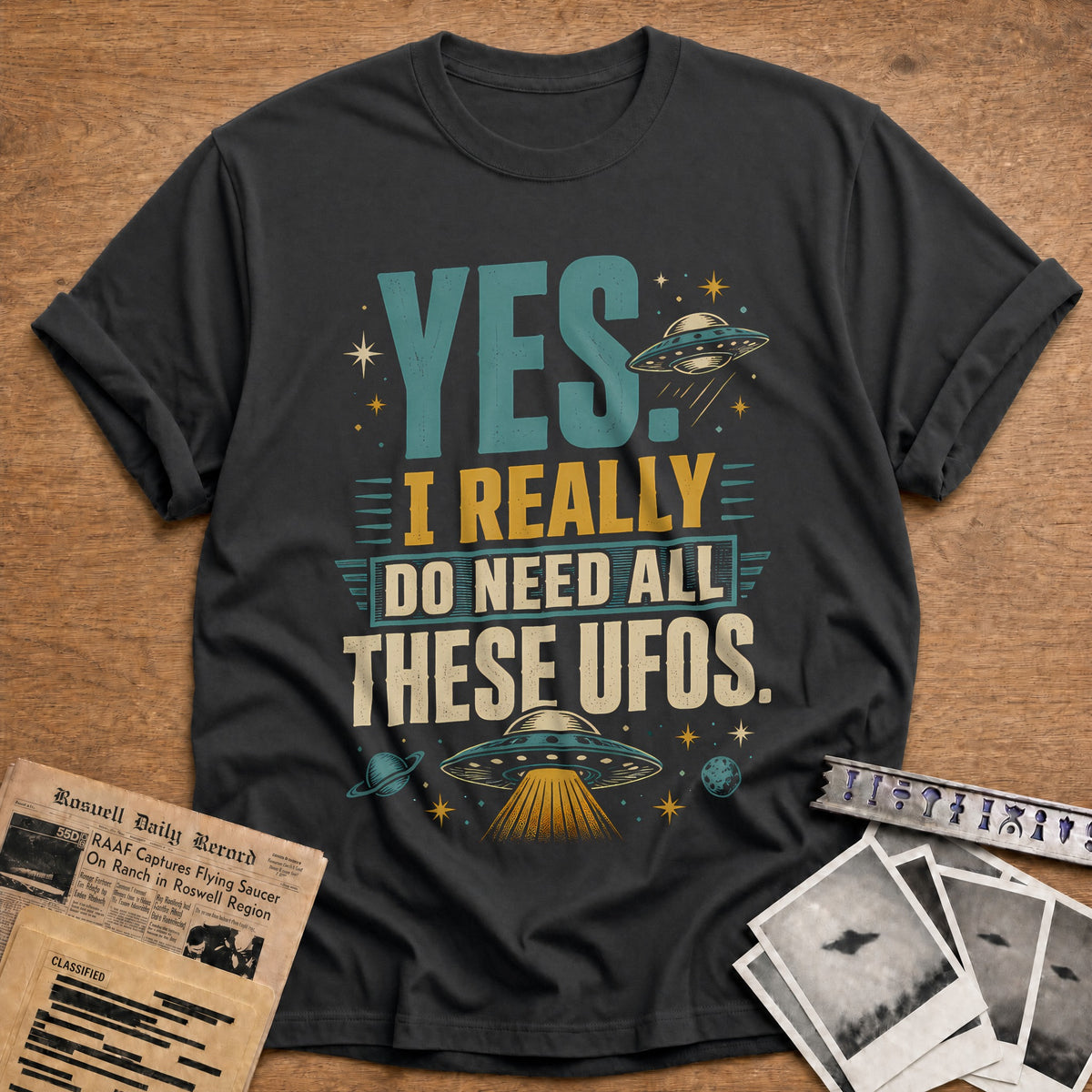 Yes I Really Do Need All These UFOs 70 T-Shirt - Charcoal