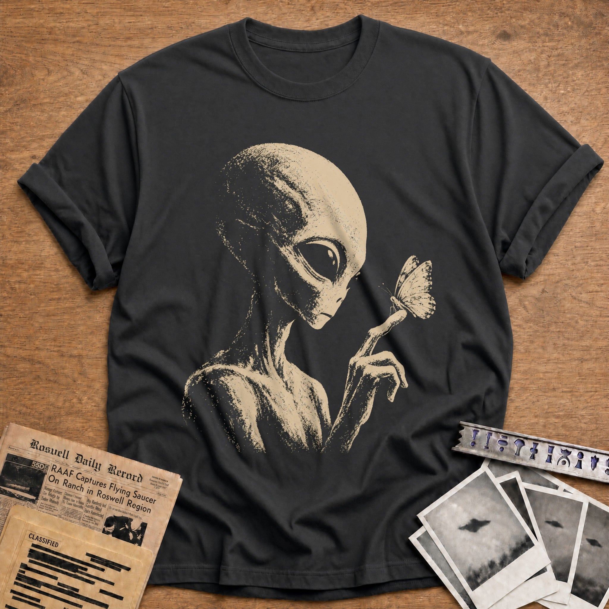 alien butterfly nature vintage - Charcoal