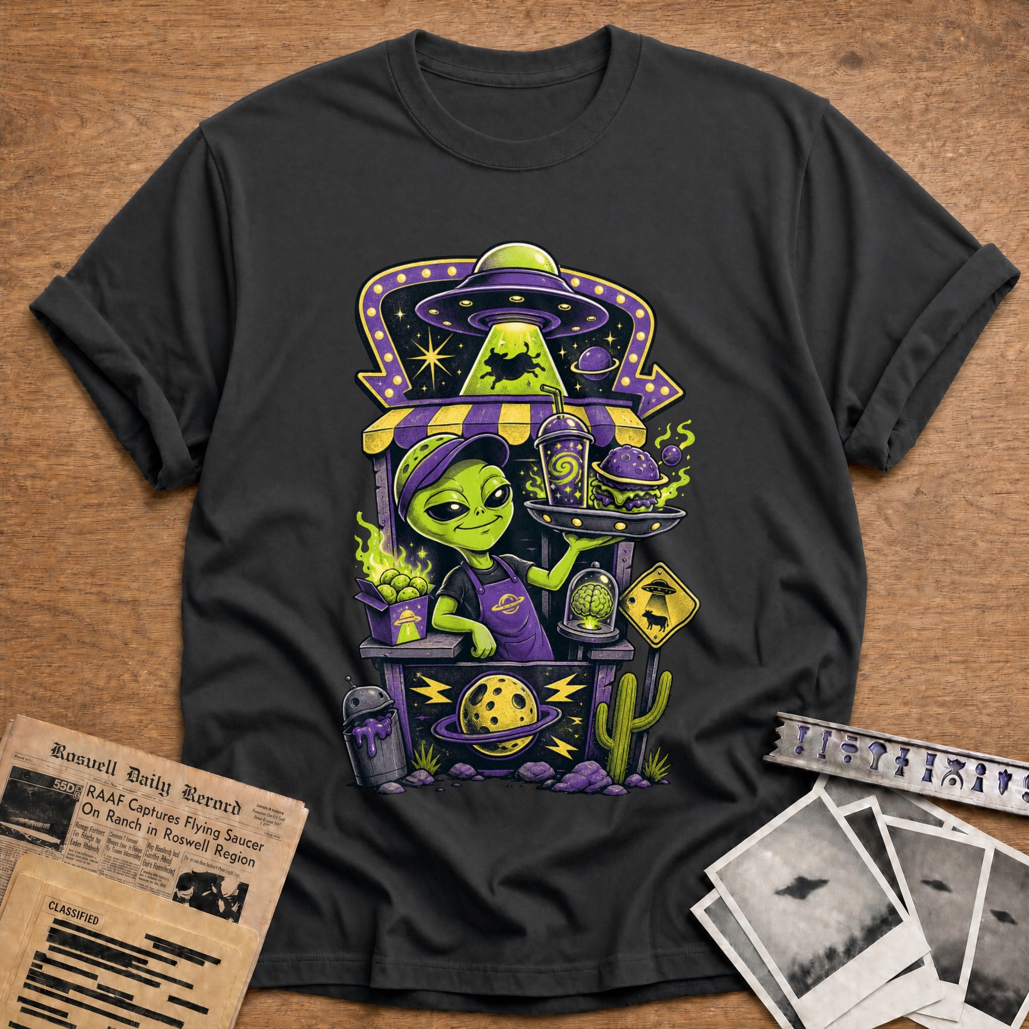 alien chef space kitchen funny - Charcoal