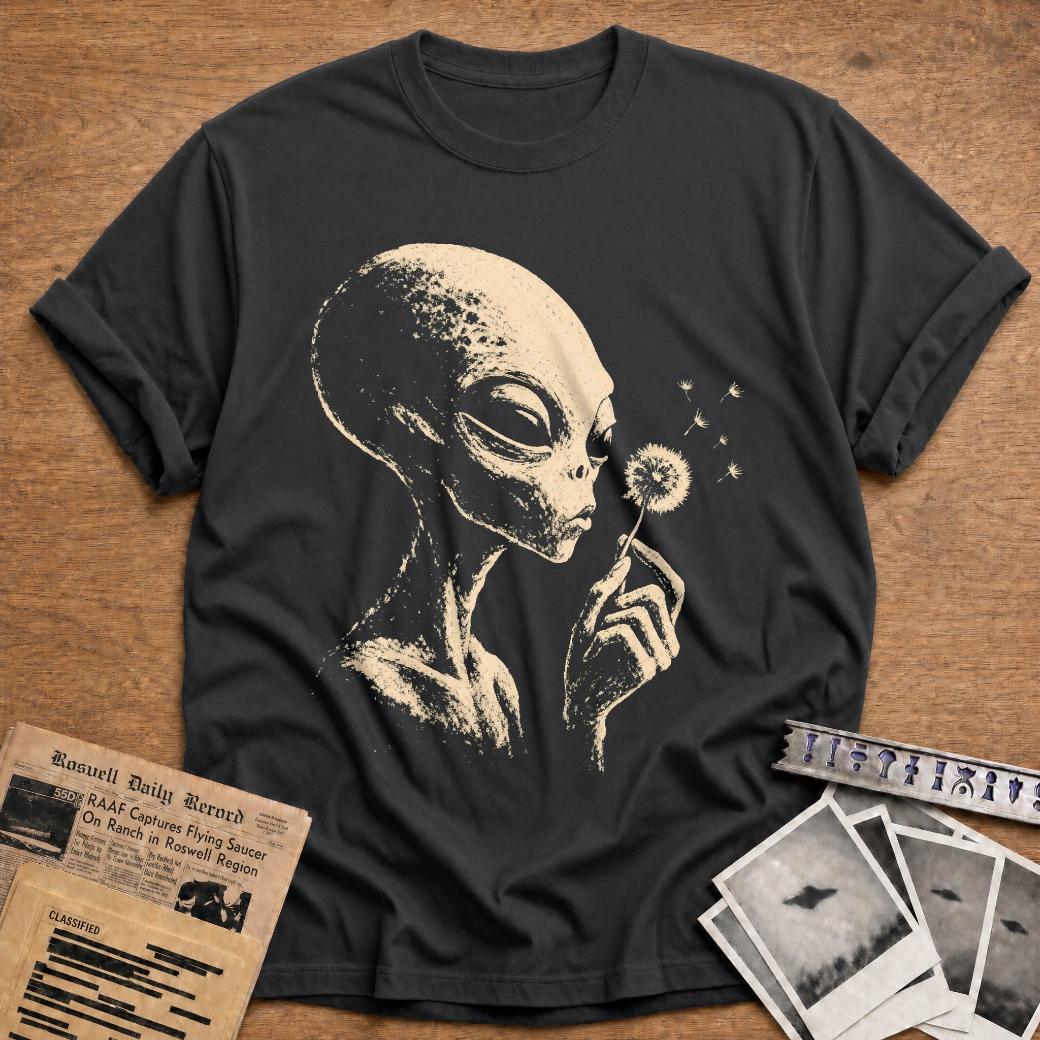 alien dandelion wish funny - Charcoal