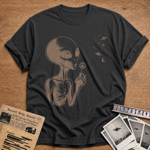 alien dandelion wish space vintage - Charcoal