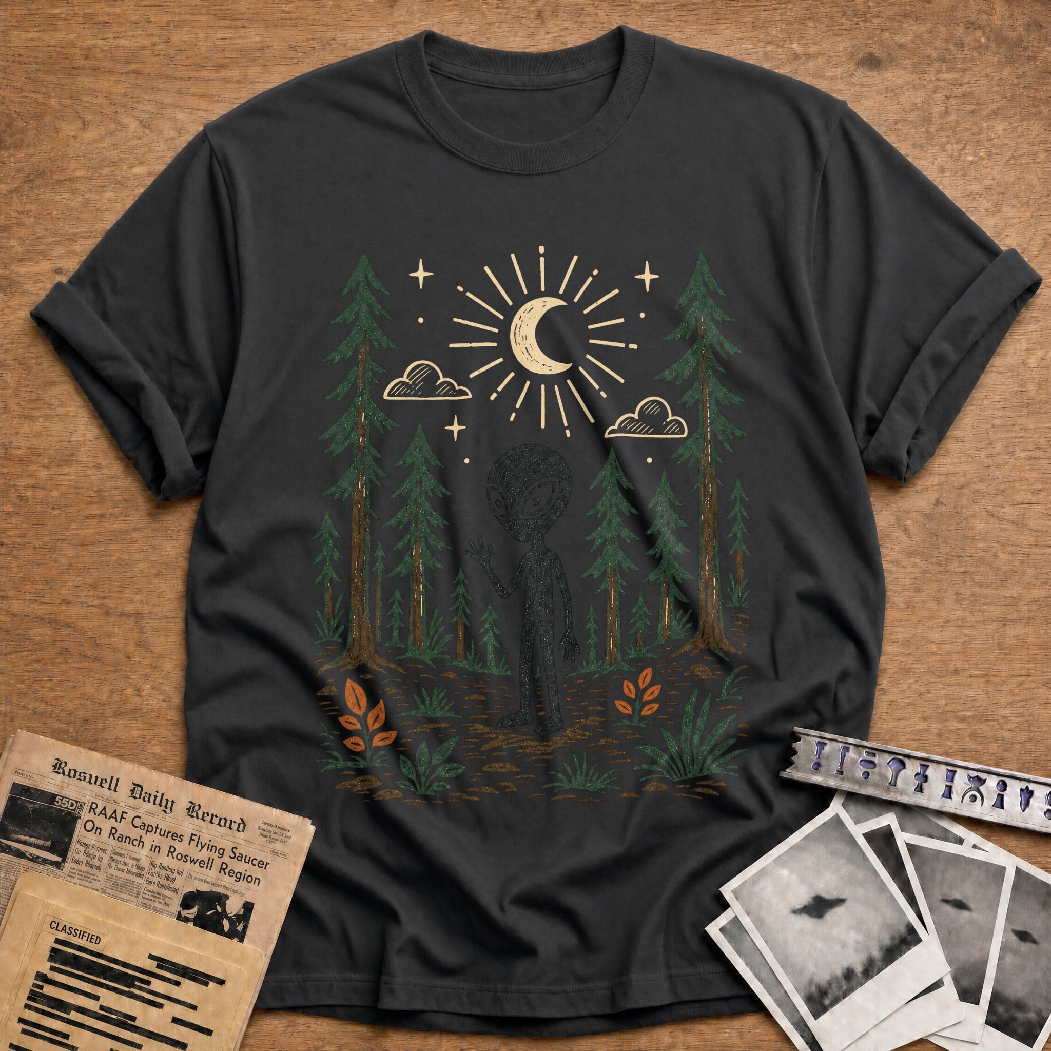 alien forest moon vintage - Charcoal