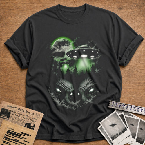 alien ufo forest moon sci fi - Charcoal