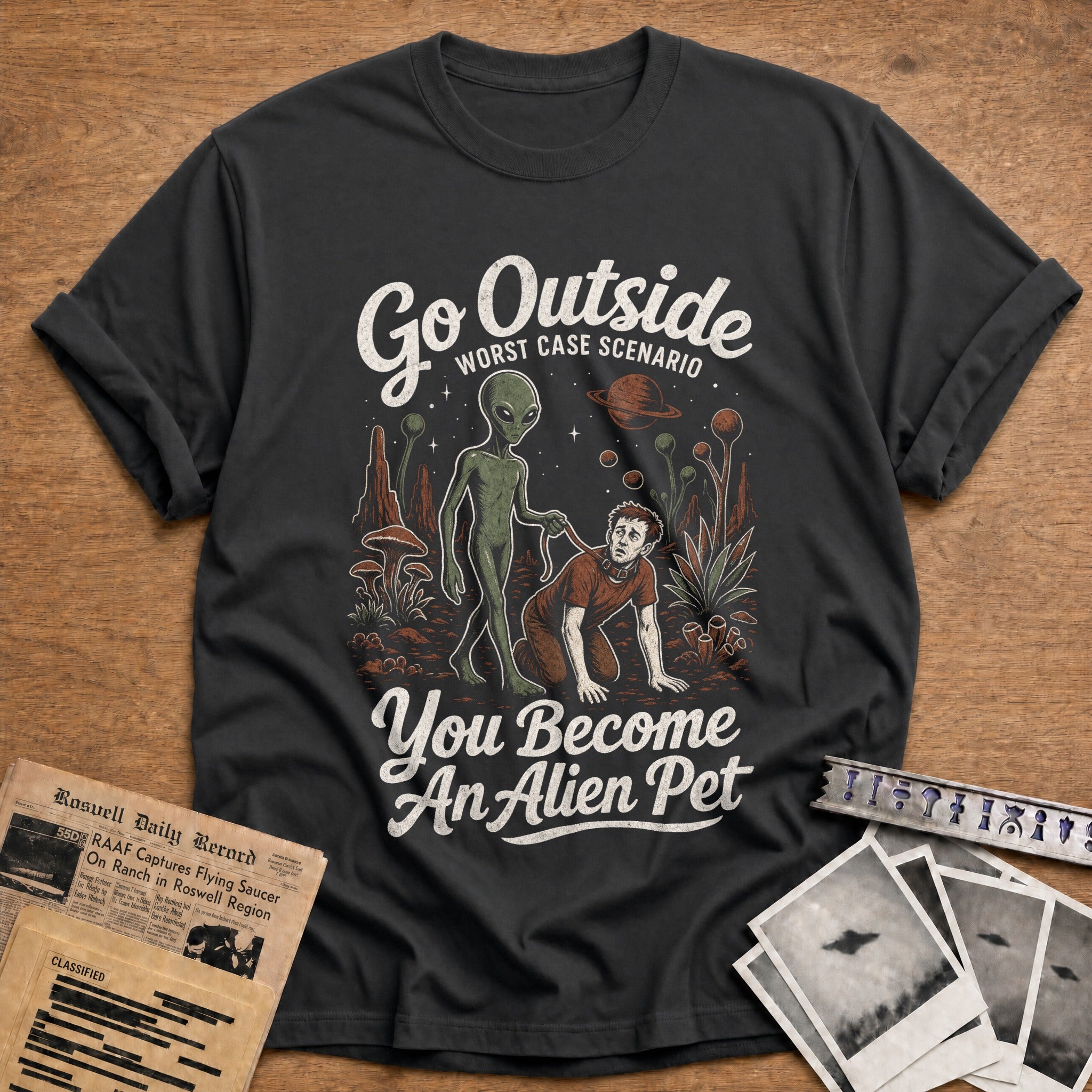 go outside worst case scenario you become an alien - Charcoal