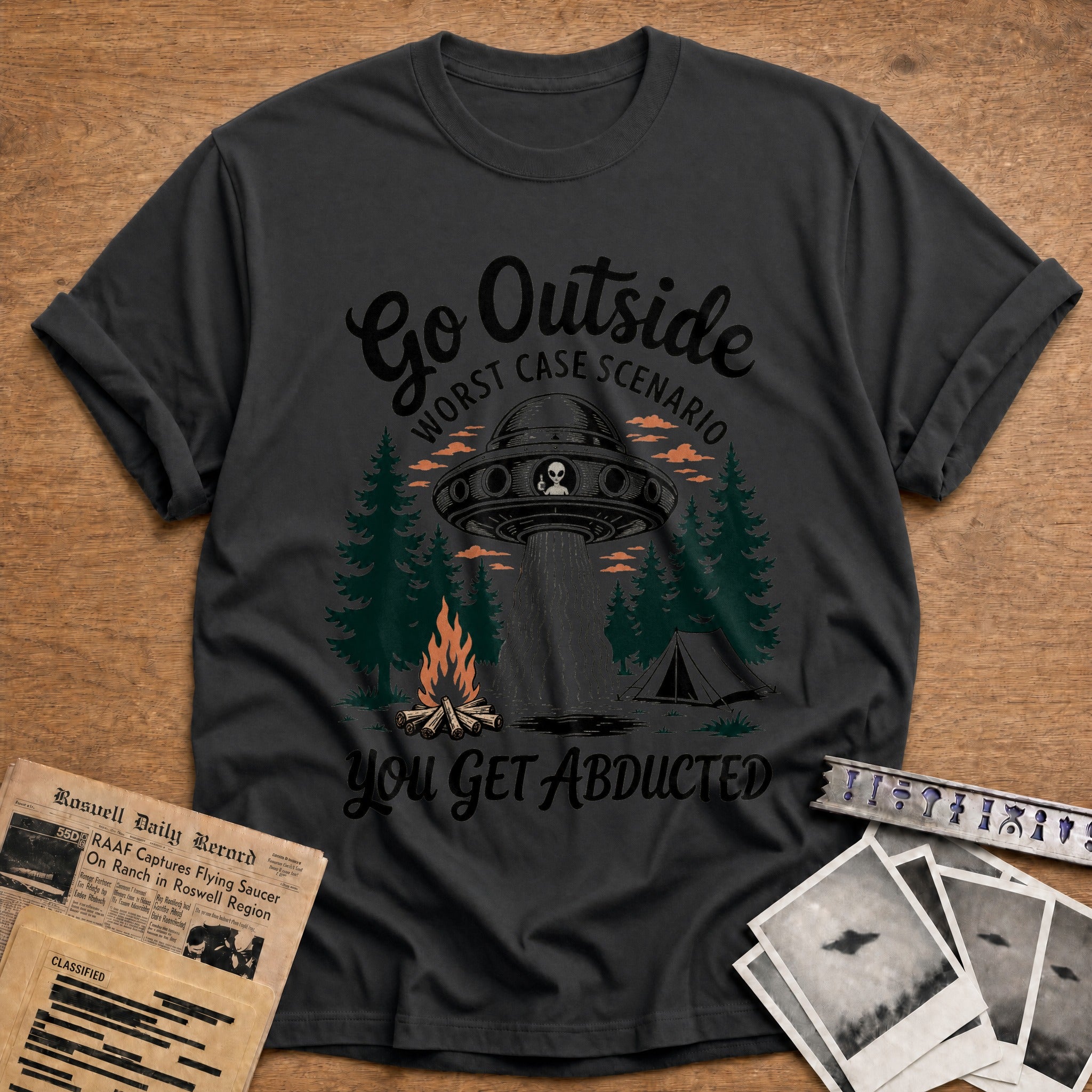 go outside worst case scenario you get abducted - Charcoal