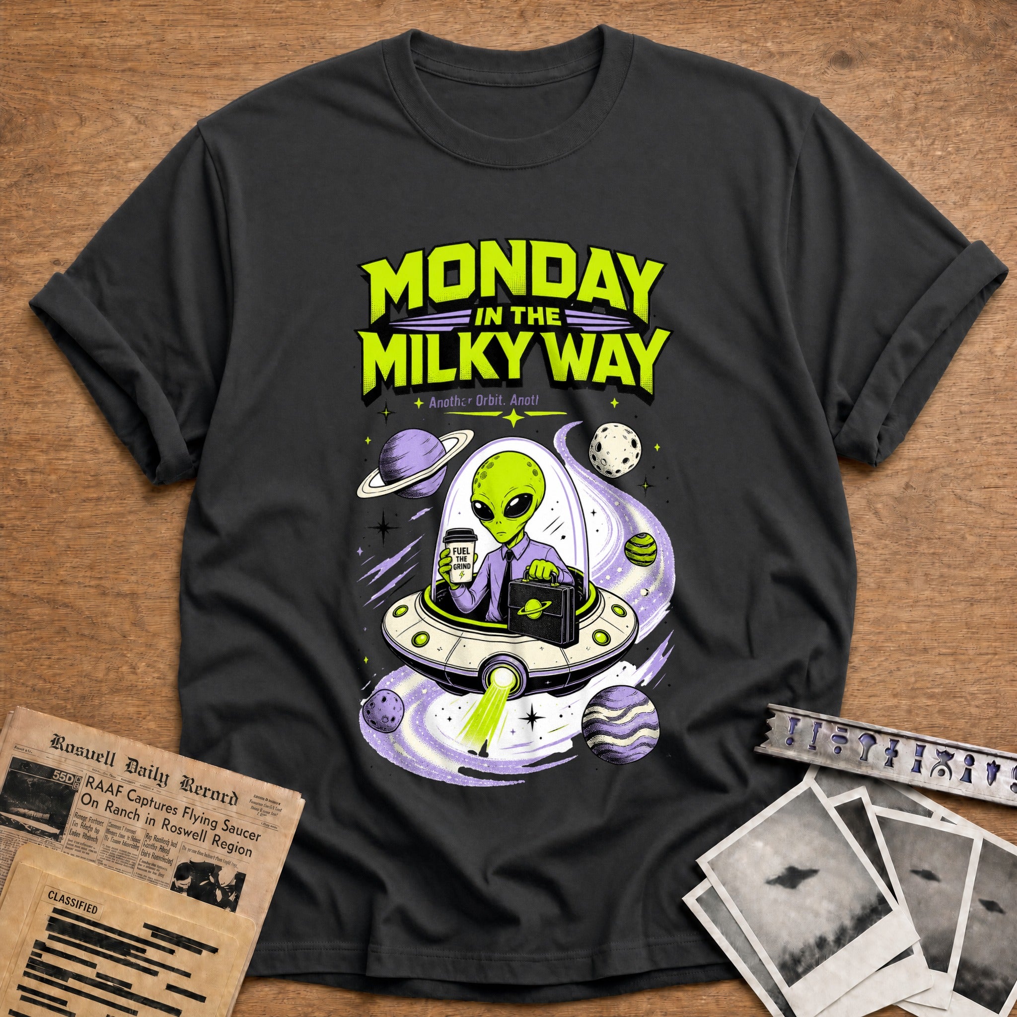 monday in the milky way alien coffee space funny - Charcoal