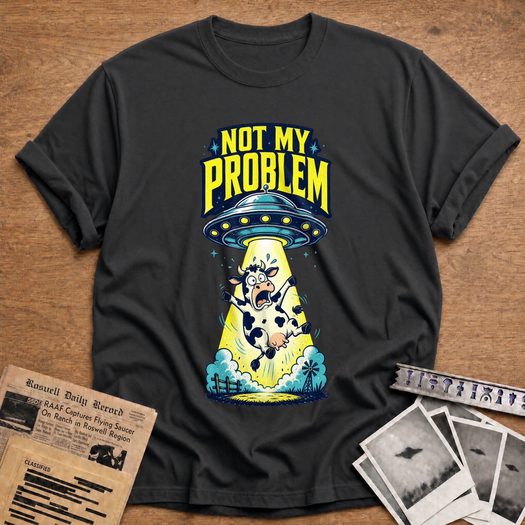 not my problem ufo alien abduction funny - Charcoal