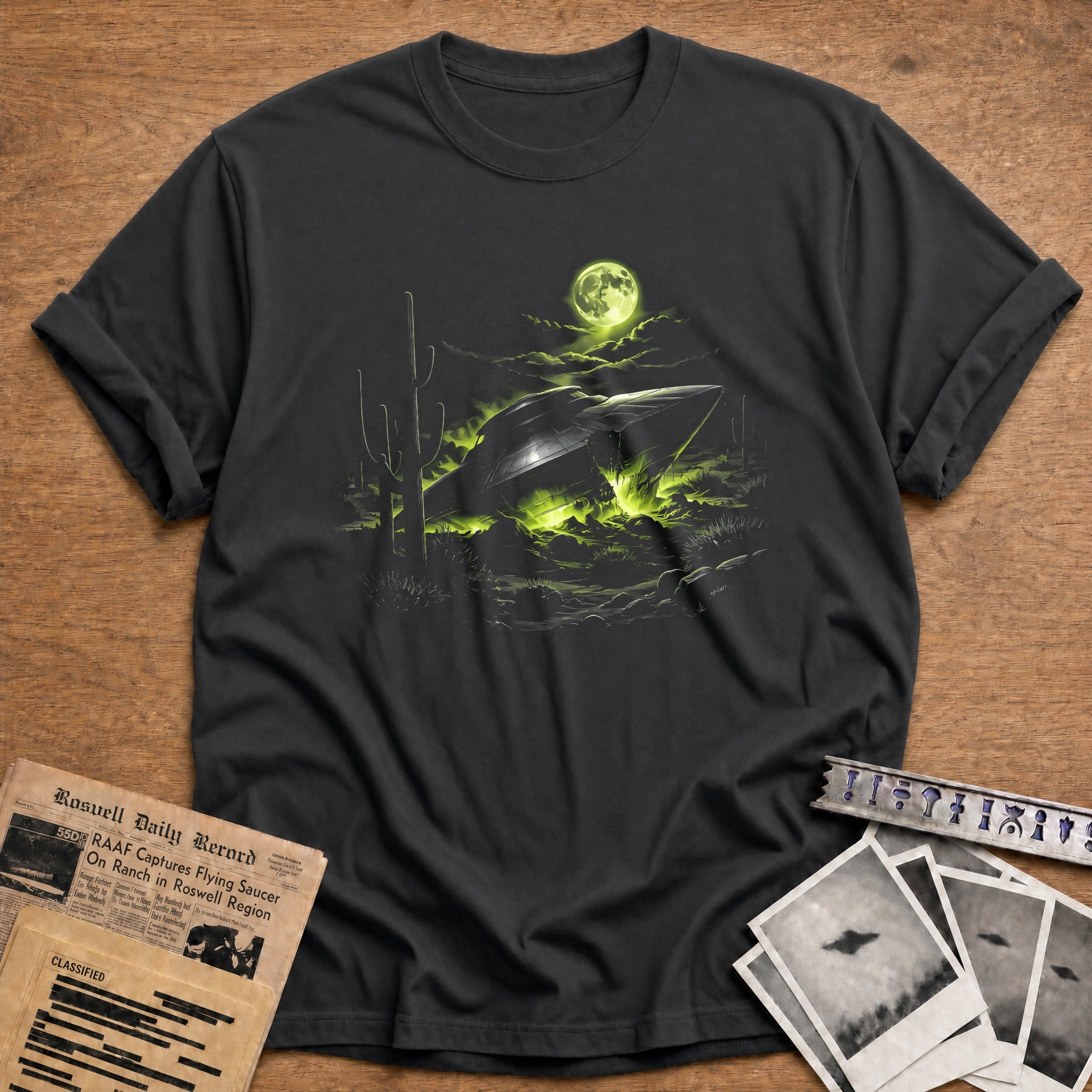 ufo desert night alien funny - Charcoal