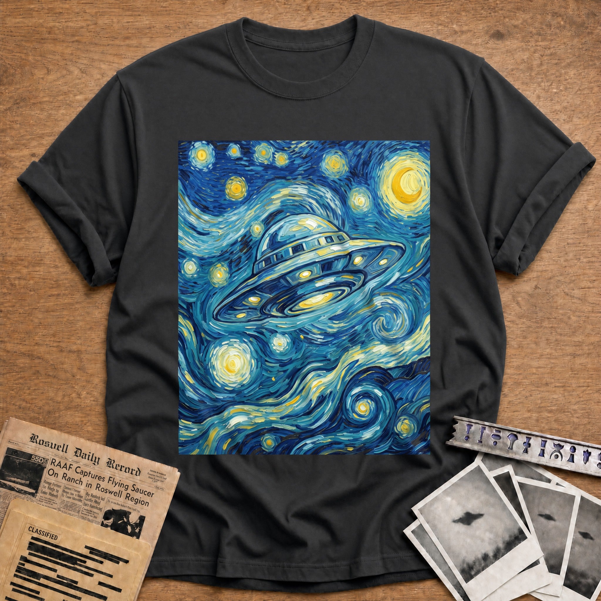 ufo van gogh starry - Charcoal