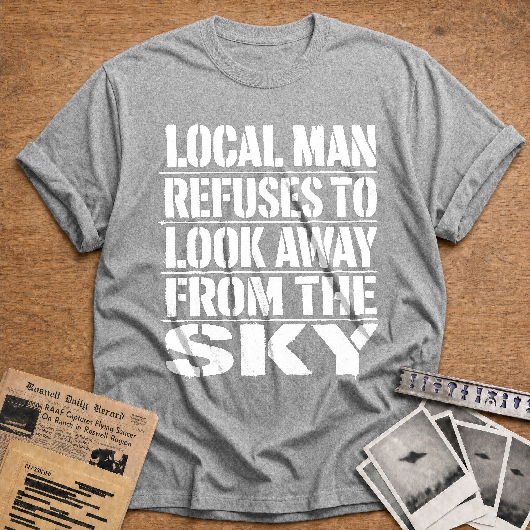 Local Man Refuses To Look Away - Sport Grey