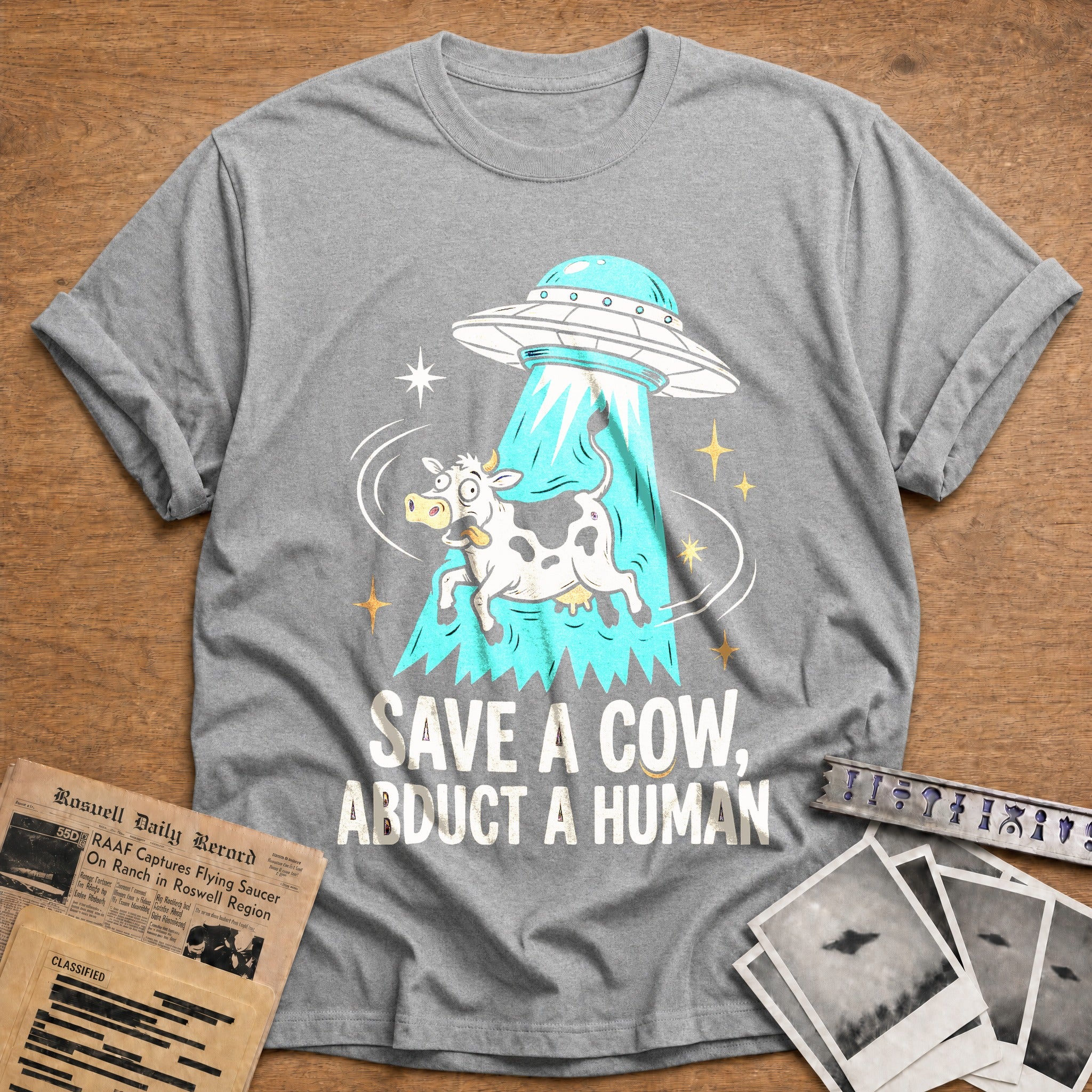 Save A Cow, Abduct A Human - Sport Grey