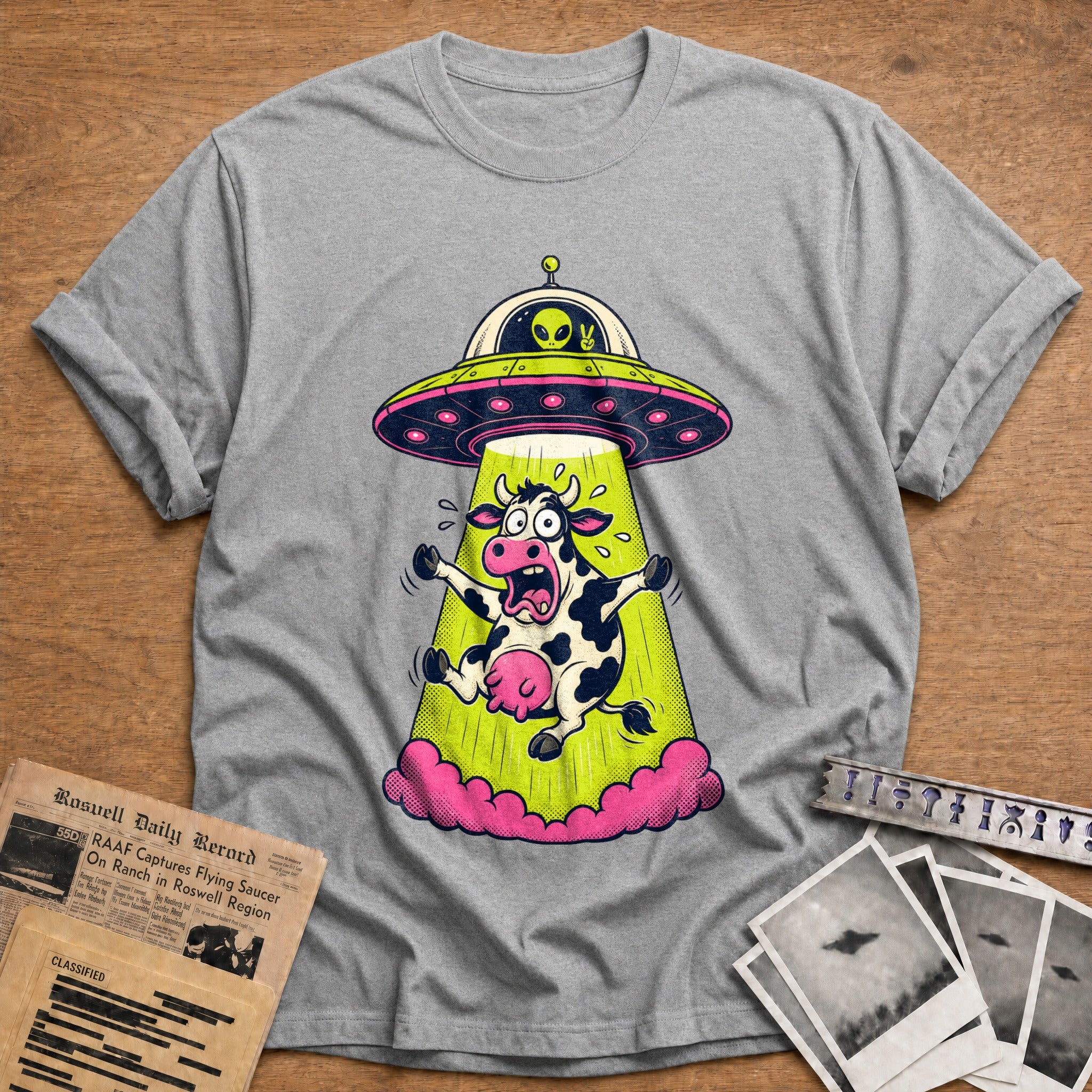 alien abduction cow funny - Sport Grey