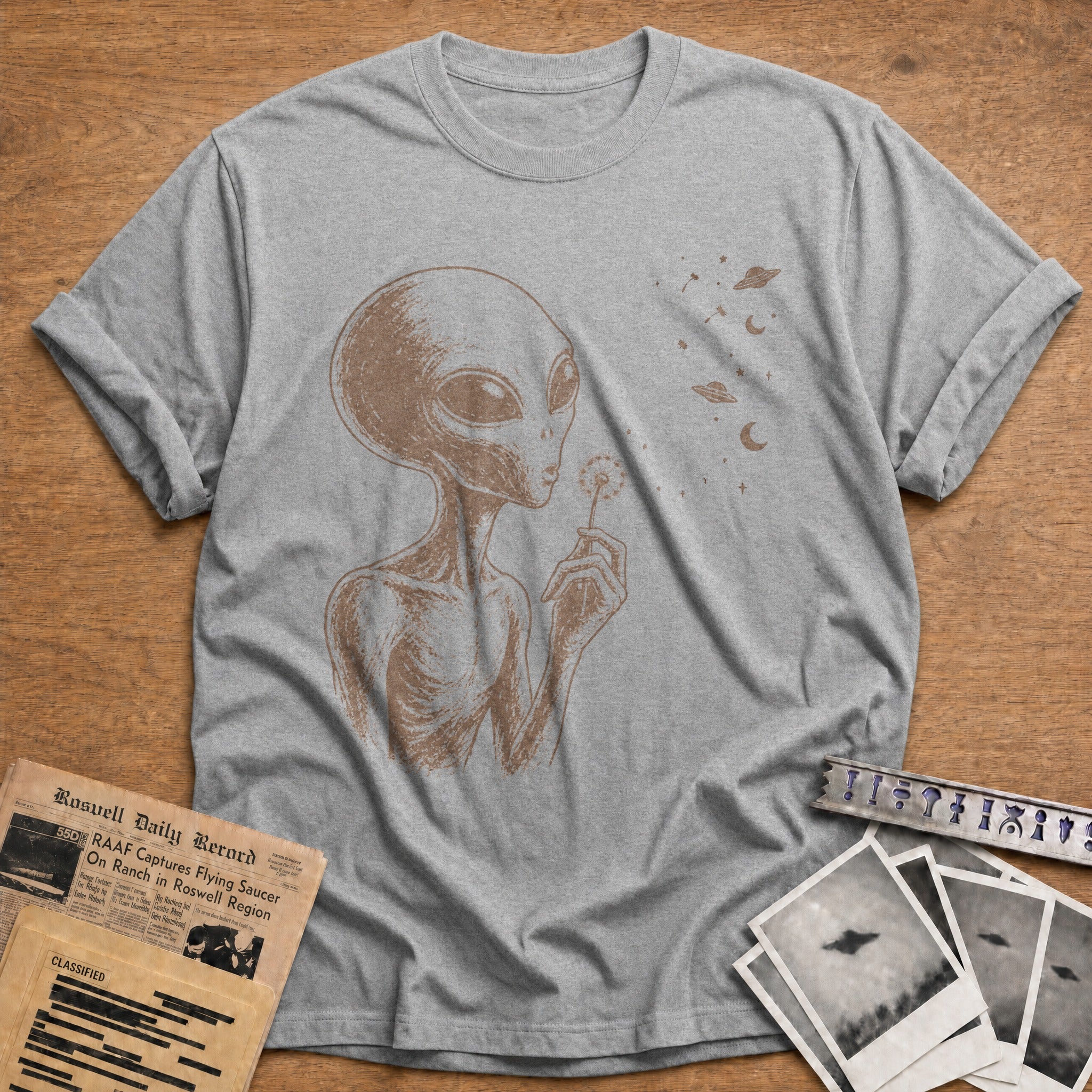 alien dandelion wish space vintage - Sport Grey