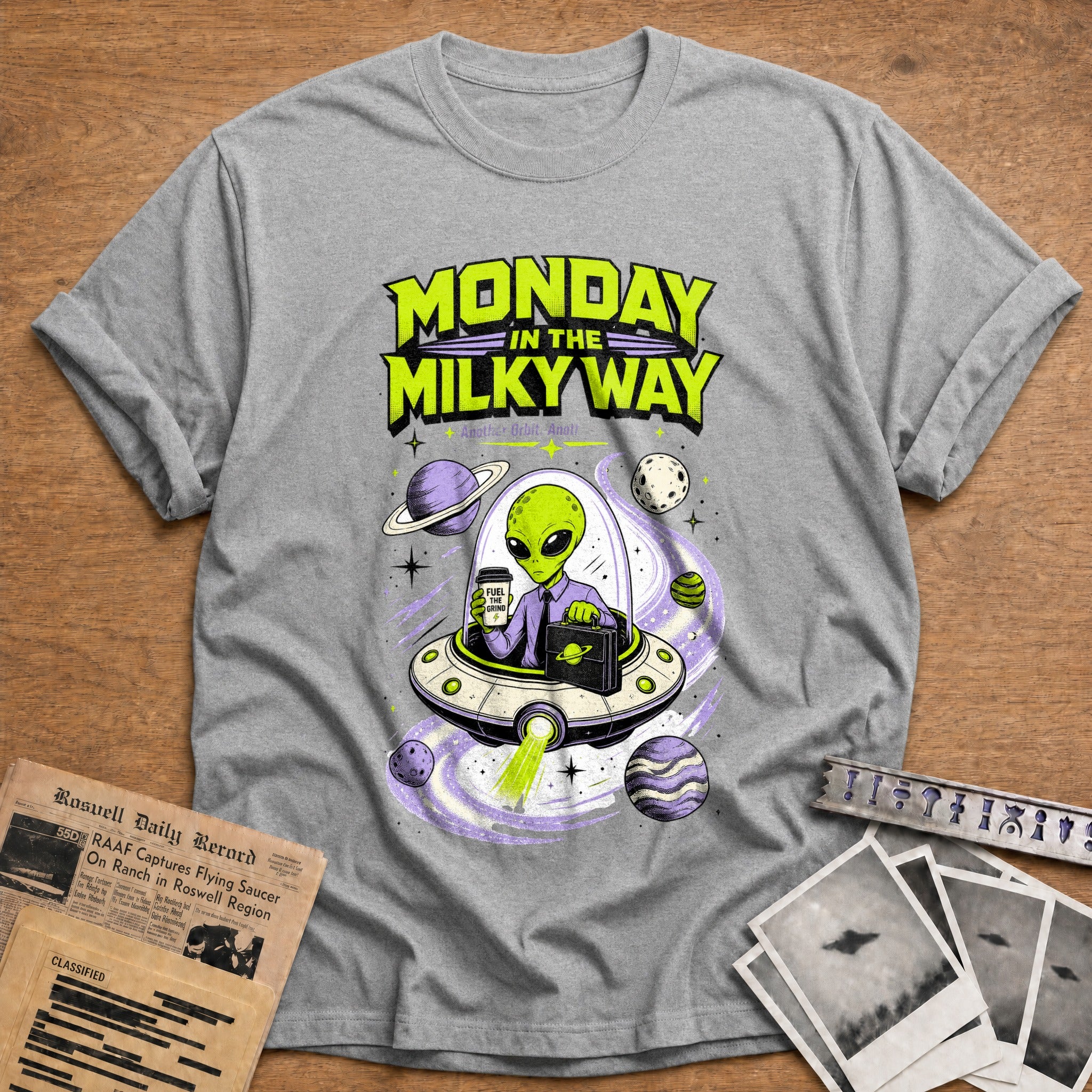 monday in the milky way alien coffee space funny - Sport Grey