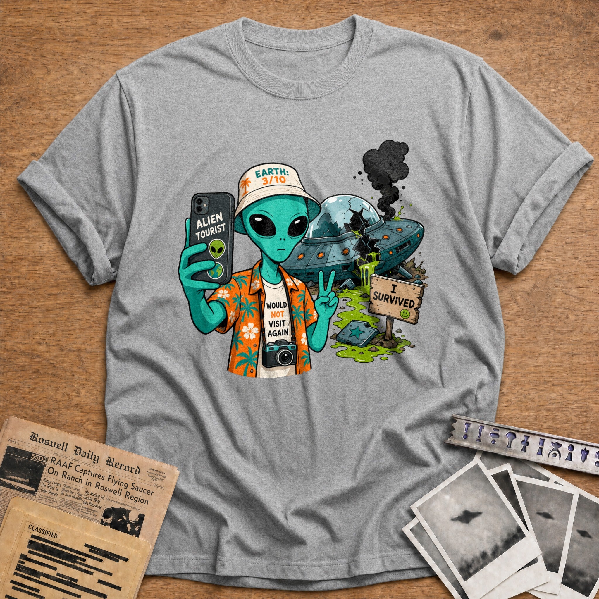 would not visit again alien tourist funny - Sport Grey