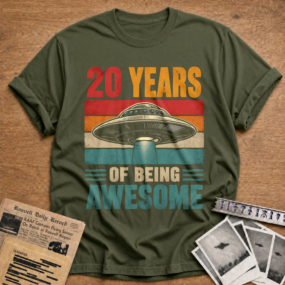 20 Being Awesome T-Shirt - Military Green