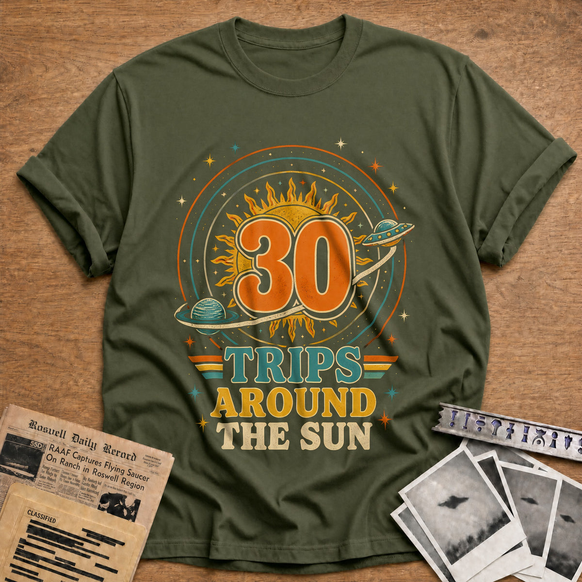 30 Around The Sun T-Shirt - Military Green