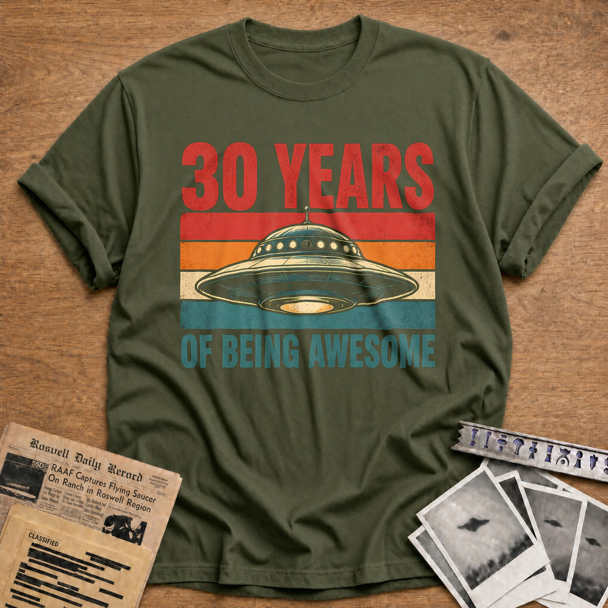30 Being Awesome T-Shirt - Military Green