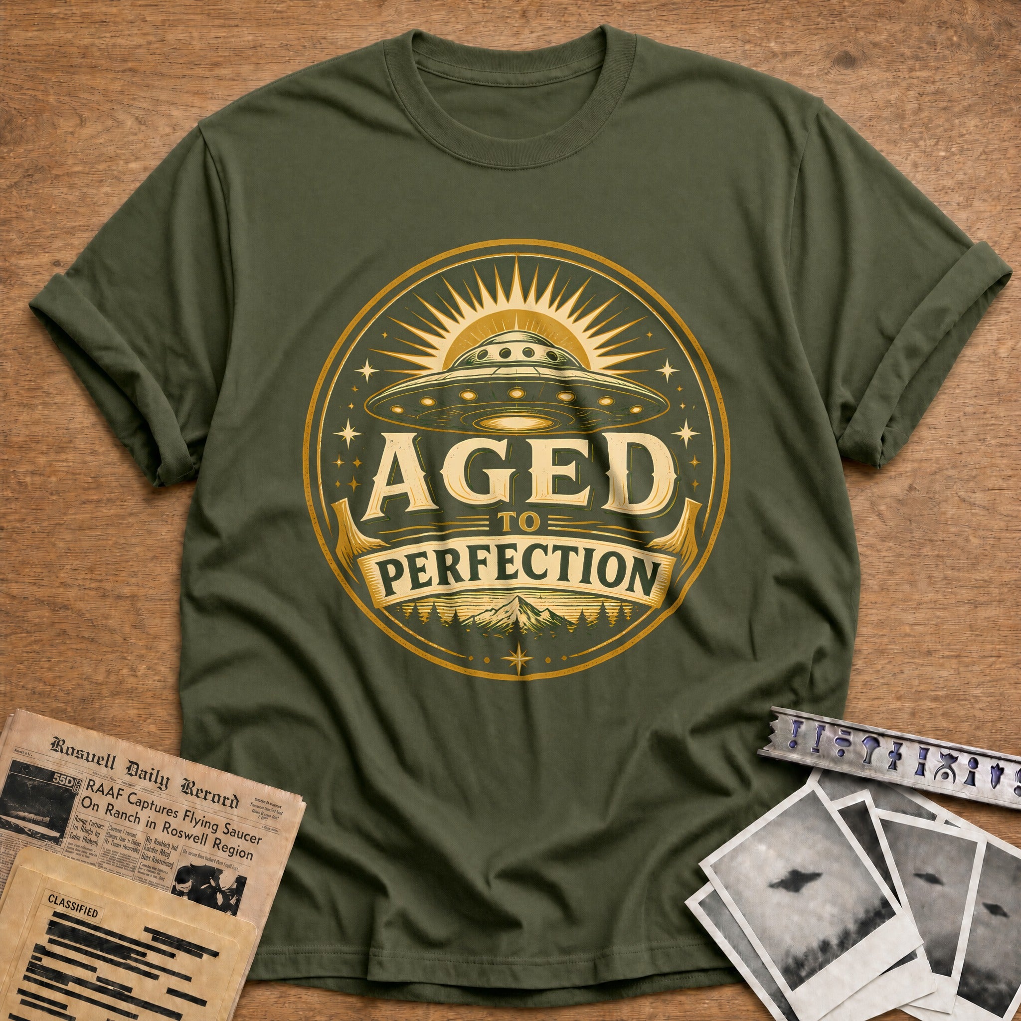 Aged To Perfection Ufo Green 95 T-Shirt - Military Green