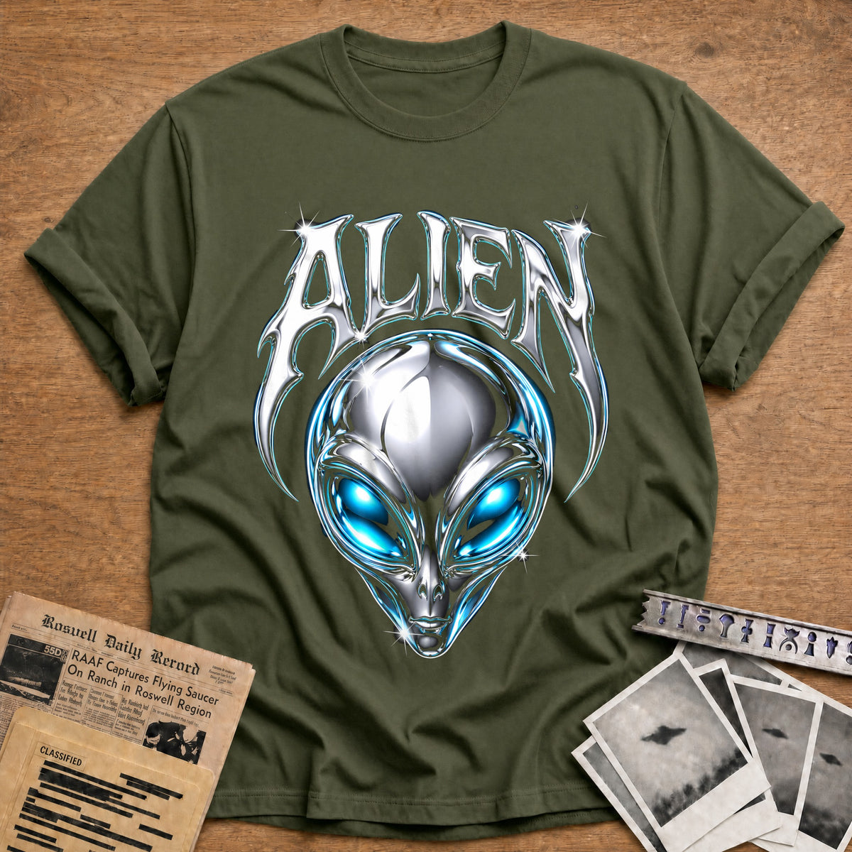 Alien Chrome Y2K 94 T-Shirt - Military Green