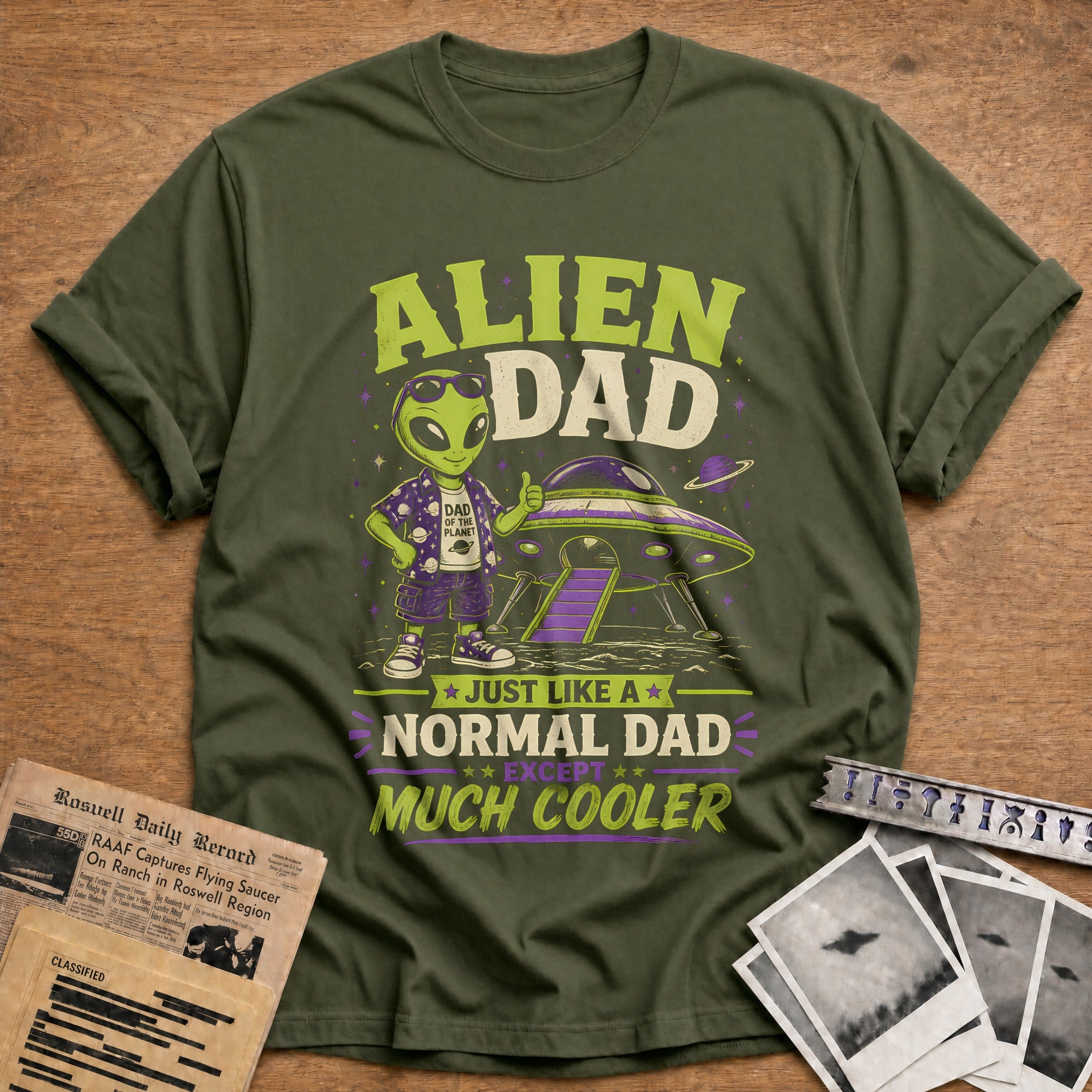 Alien Dad Cooler 40 T-Shirt - Military Green