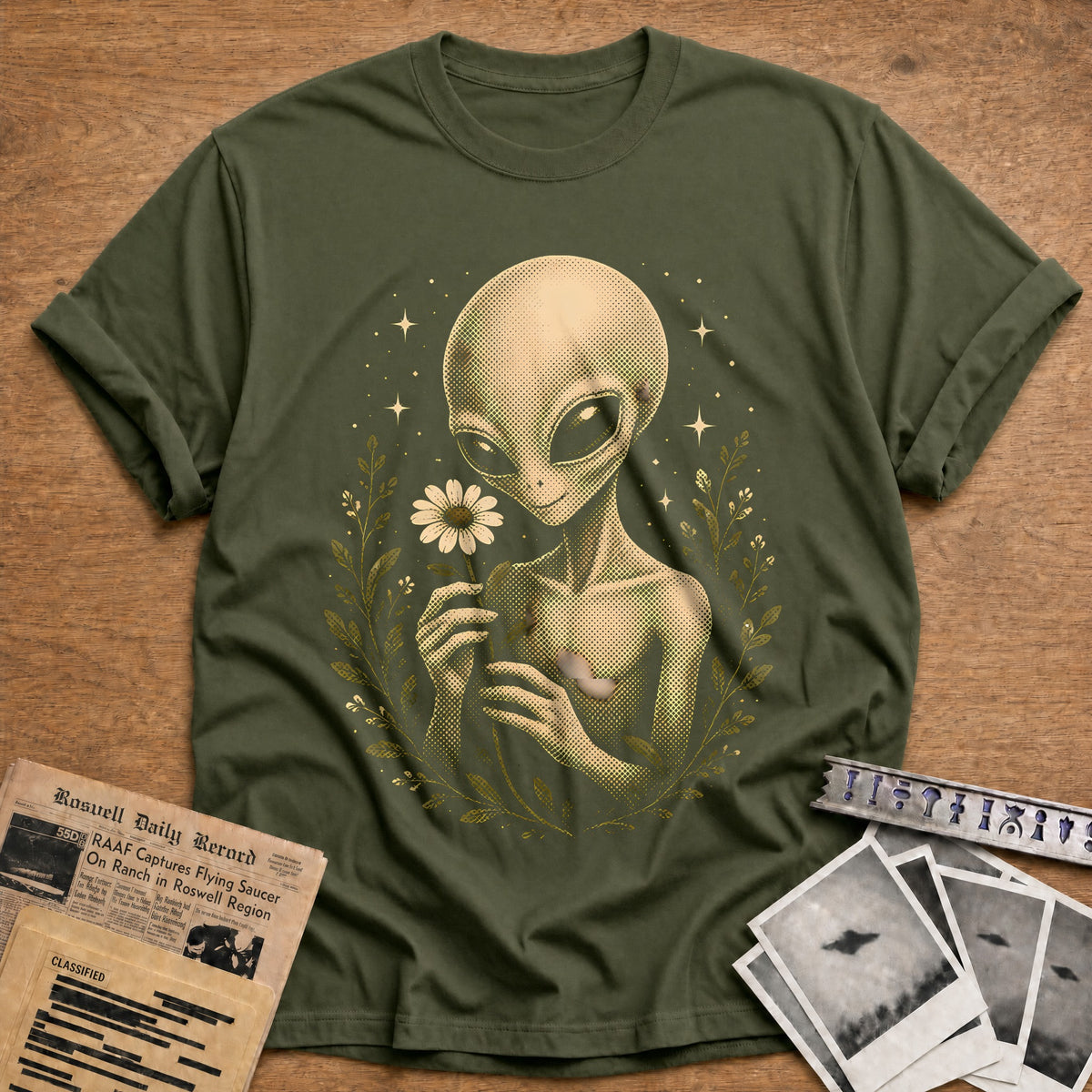 Alien Flower 61 T-Shirt - Military Green