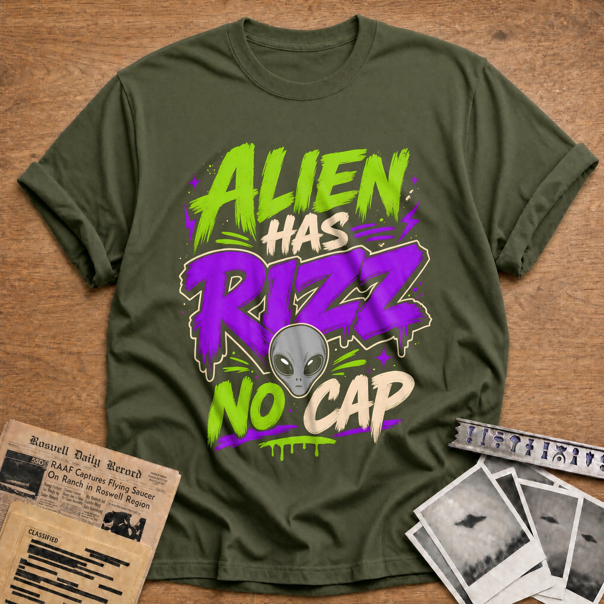 Alien Has Rizz 73 T-Shirt - Military Green