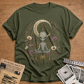 Alien Meditating Crescent 86 T-Shirt - Military Green